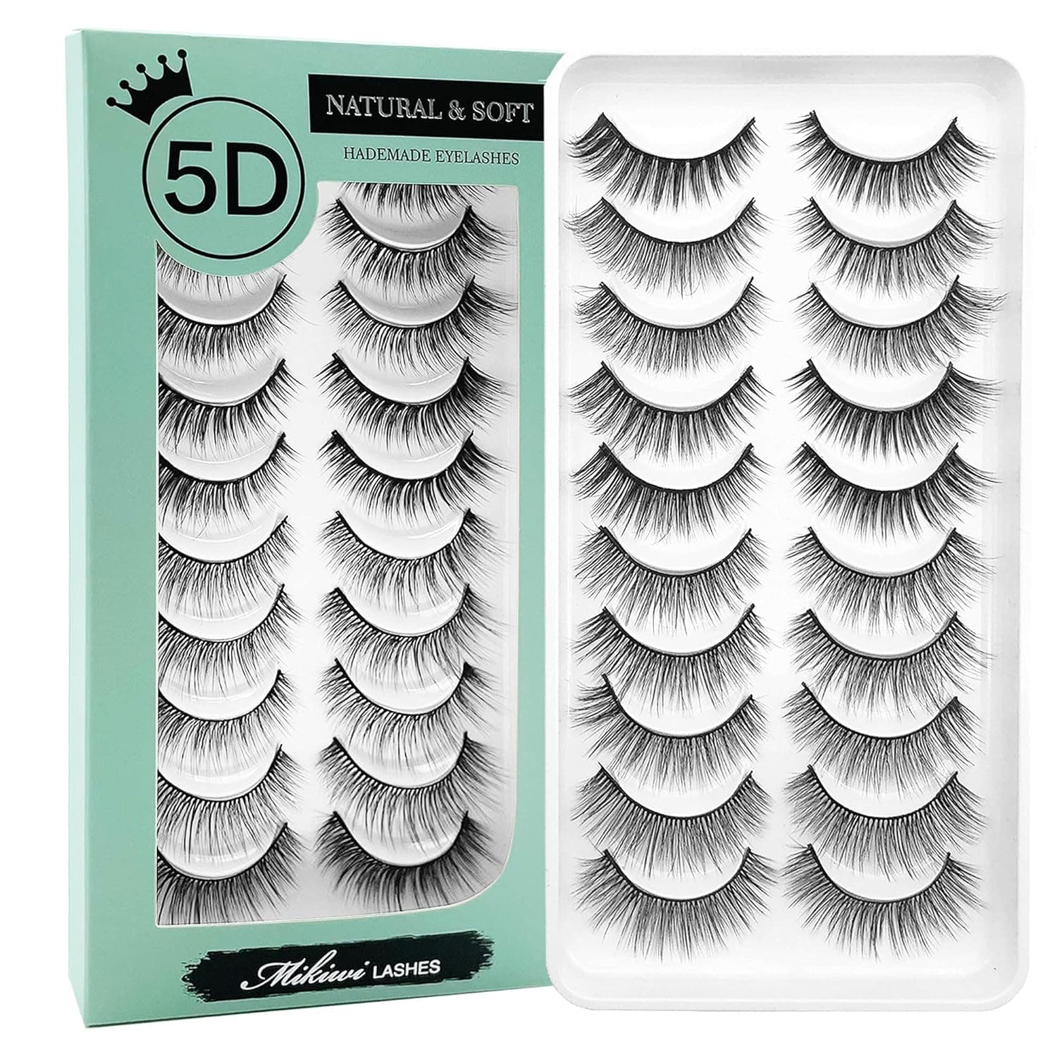 Mikiwi Lashes False Eyelashes 10-12mm Natural Fake Lash Fluffy Light Volume Faux Mink Lashes 10 Pairs Pack Eye lashes