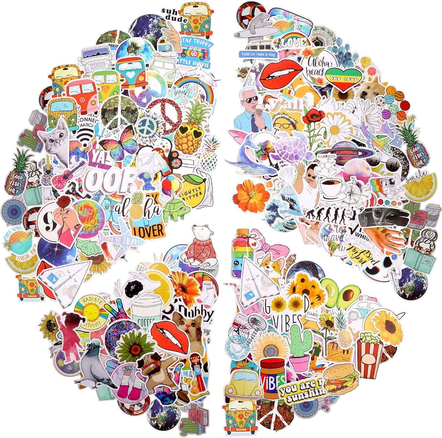 300 Pieces Hippy Stickers Colorful Retro Stickers Waterproof Vinyl Stickers Aesthetic Decal for Skateboard Laptop Water Bottle Luggage Guitar Christmas Birthday Present