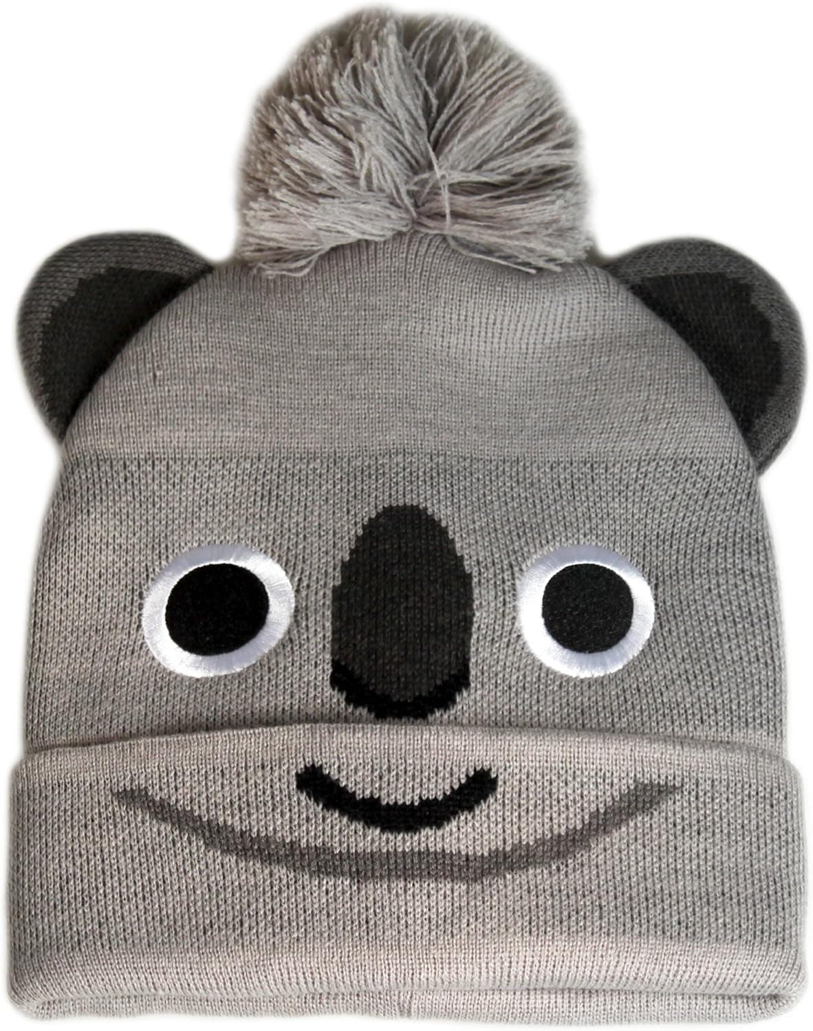 City Hunter Kn200 Kids Koala Animal Knit Beanie Grey