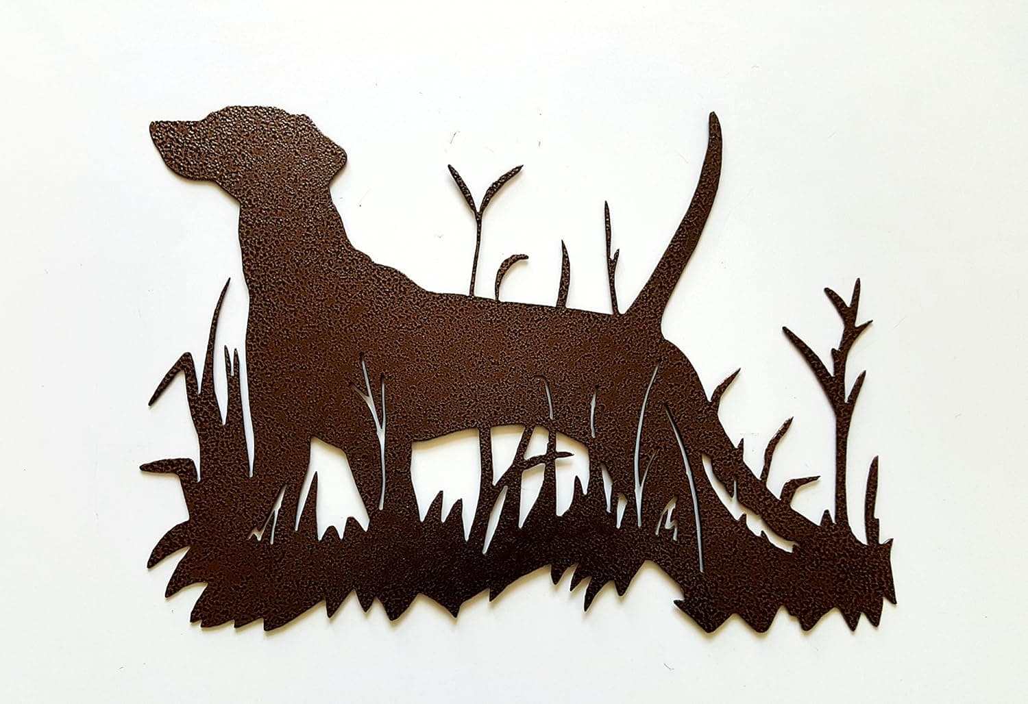 Hunting Dog in Grass - Antique Copper Metal Art Decor