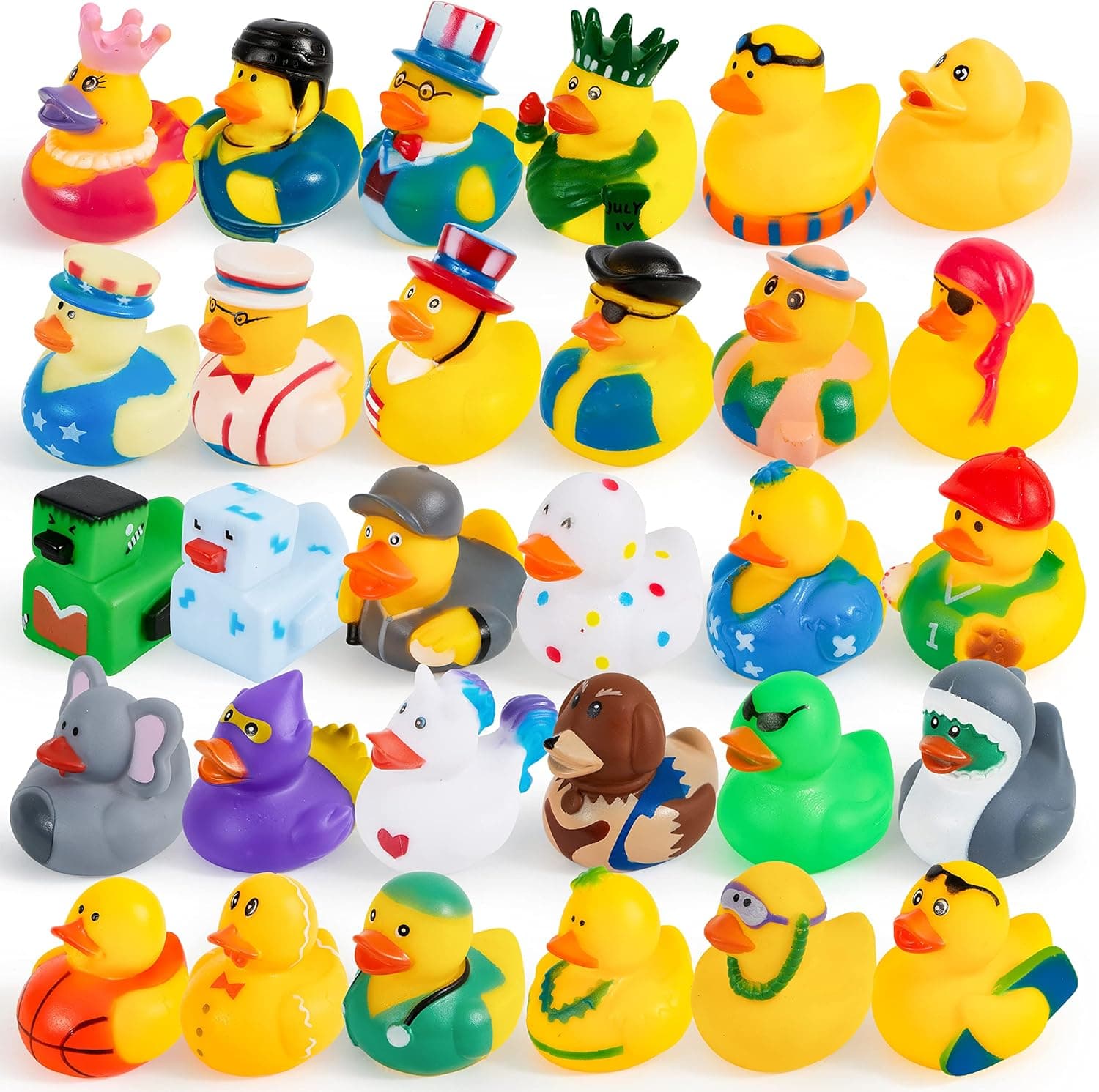 JOYIN 30 Pcs Rubber Ducks, Assortment Mini Rubber Duckie Toys with Mesh Carry Bag for Kids Baby Bath Shower Toys, Birthday Gifts, Summer Beach Pool Activity, Carnival, Holiday Party Favors