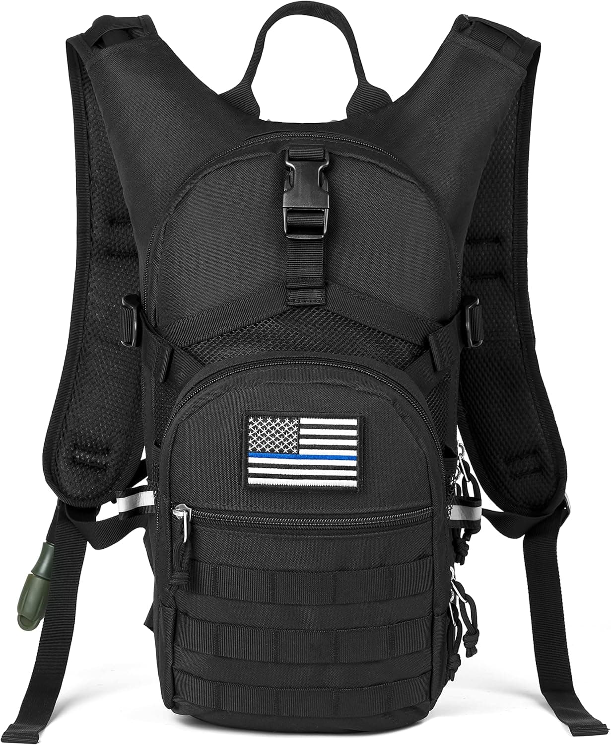 SHARKMOUTH Hydration Backpack, 900D Polyester with 2L Leak-Proof Water Bladder, Keeps Liquid Cool for Up to 4 Hours, Tactical MOLLE Pack for Cycling, Hiking, Running