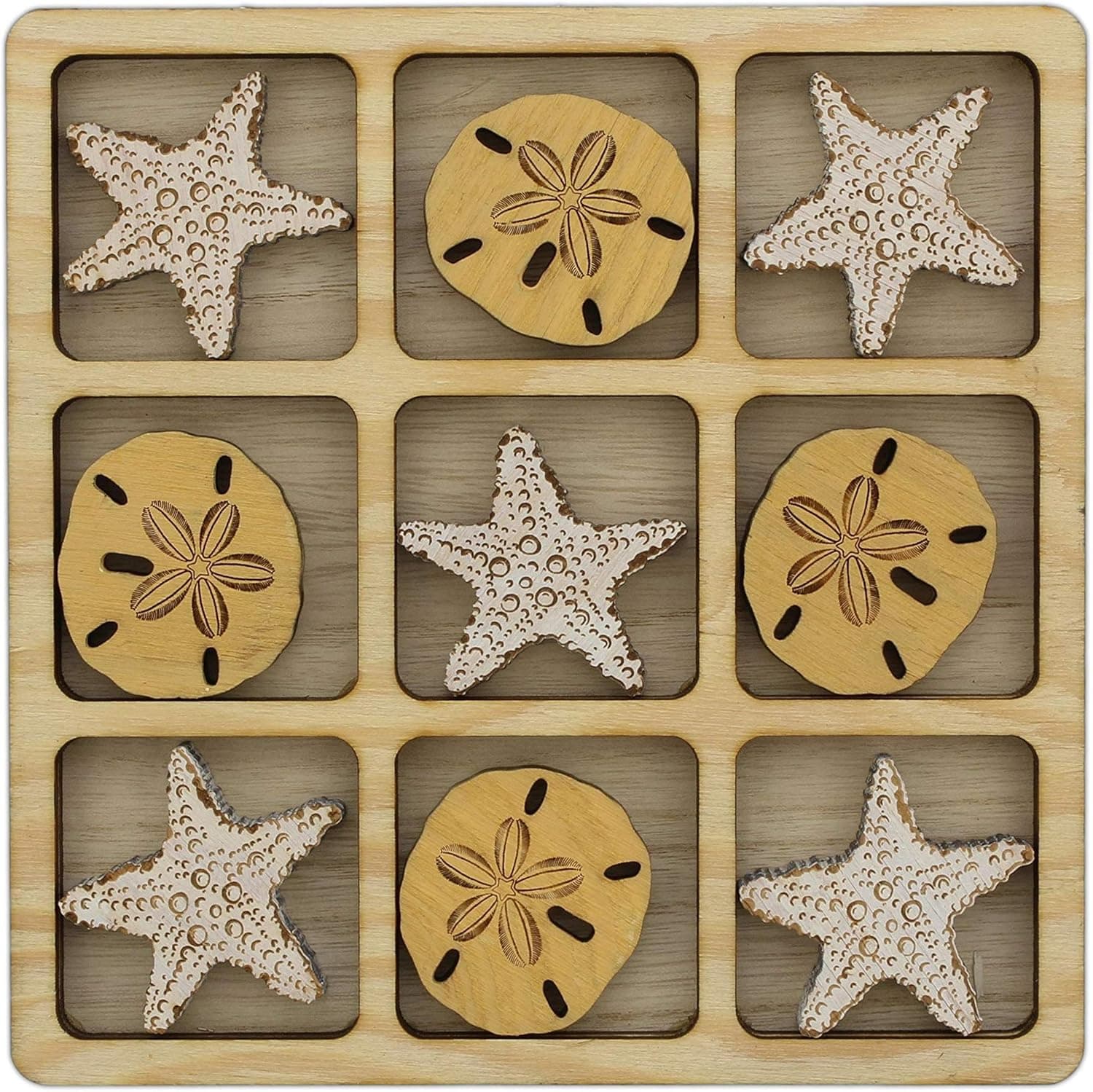 Wooden Tic Tac Toe Game (Starfish & Sand Dollars)
