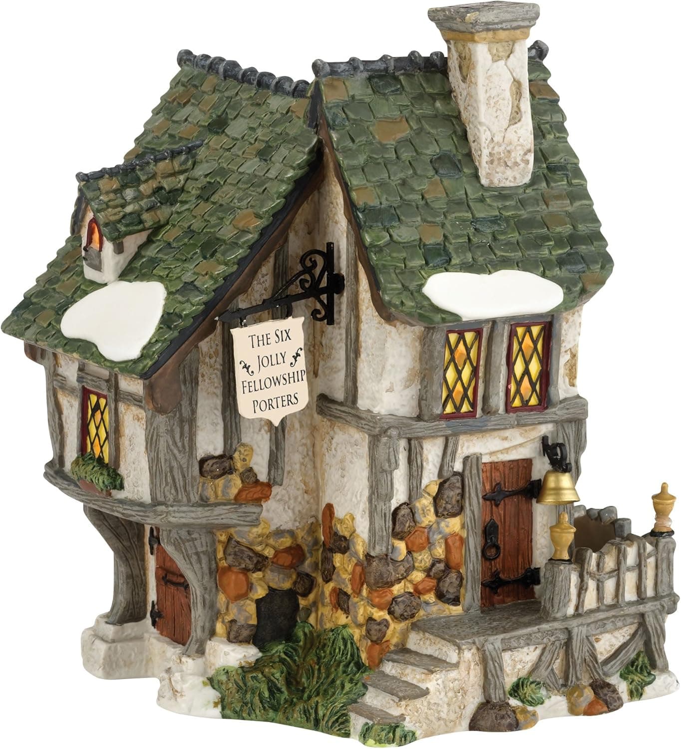 Department 56 Dickens' Village Six Jolly Fellowship Porters Lit House, 6.9 inch