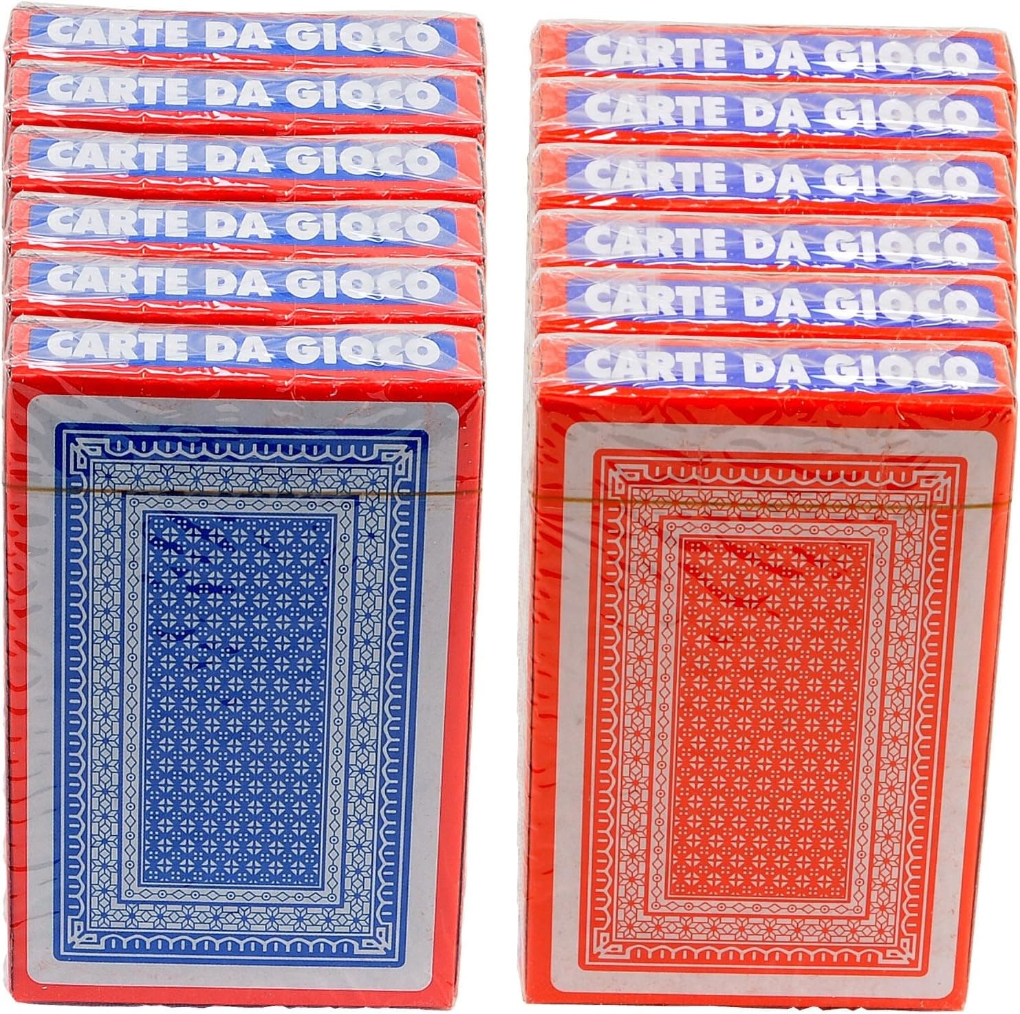 Games 12-Decks Bridge Playing Cards, Plastic Coated, 52 Suited Cards and 2 Jokers. (6 Red & 6 Blue Decks)