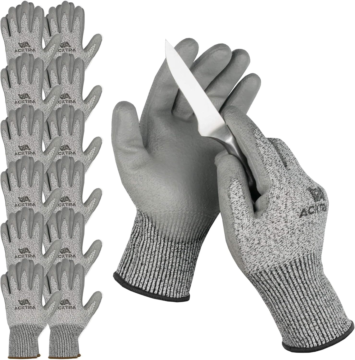 ACKTRA Level 5 Cut Resistant Safety WORK GLOVES, 12 pairs