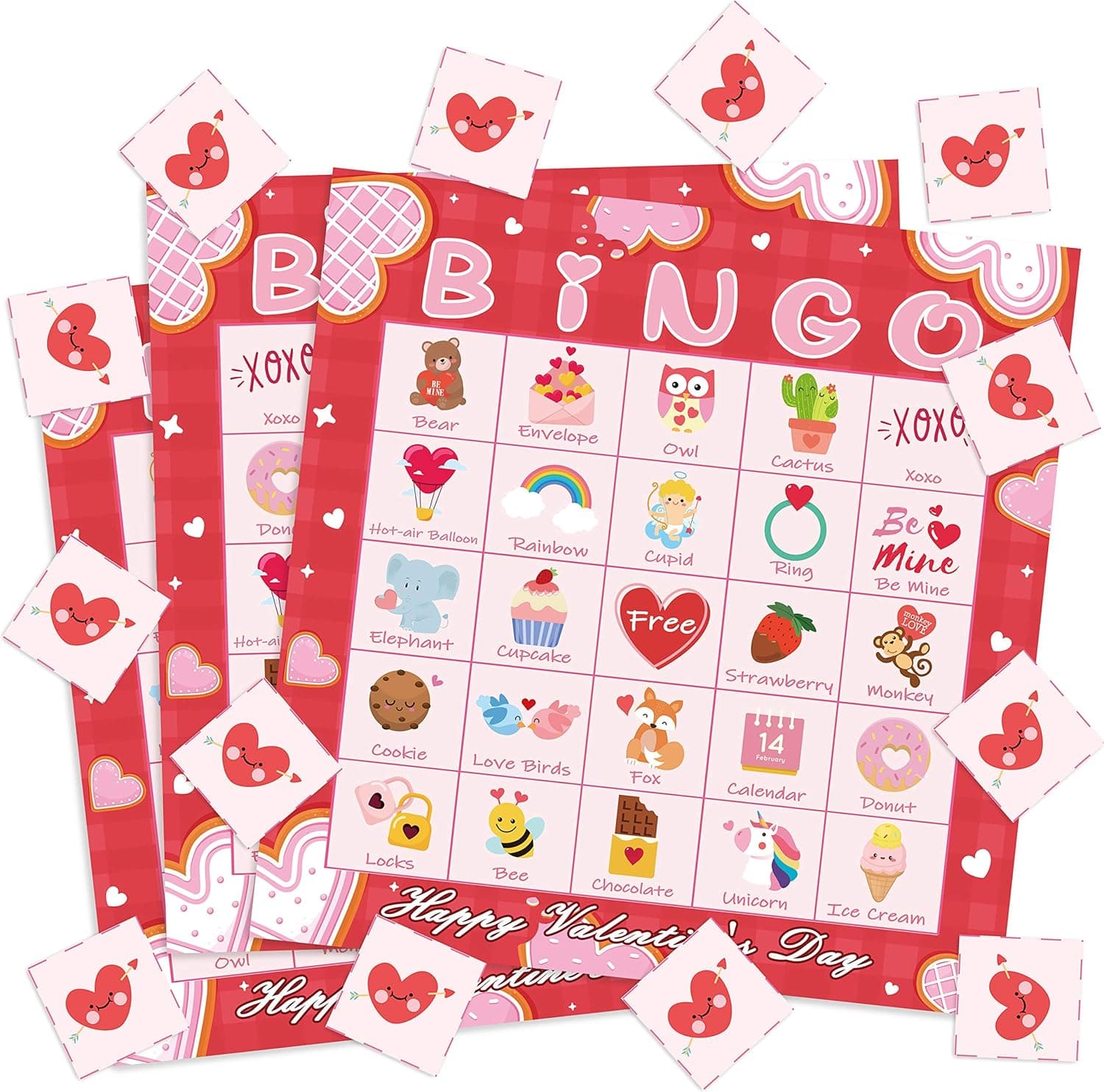 WATINC 41pcs Valentine’s Day Bingo Game, Valentine Party Games with 24 Players , Valentine Bingo Cards for Kids School Classroom Party Supplies Activity, Valentines Party Favors Gift for Toddlers