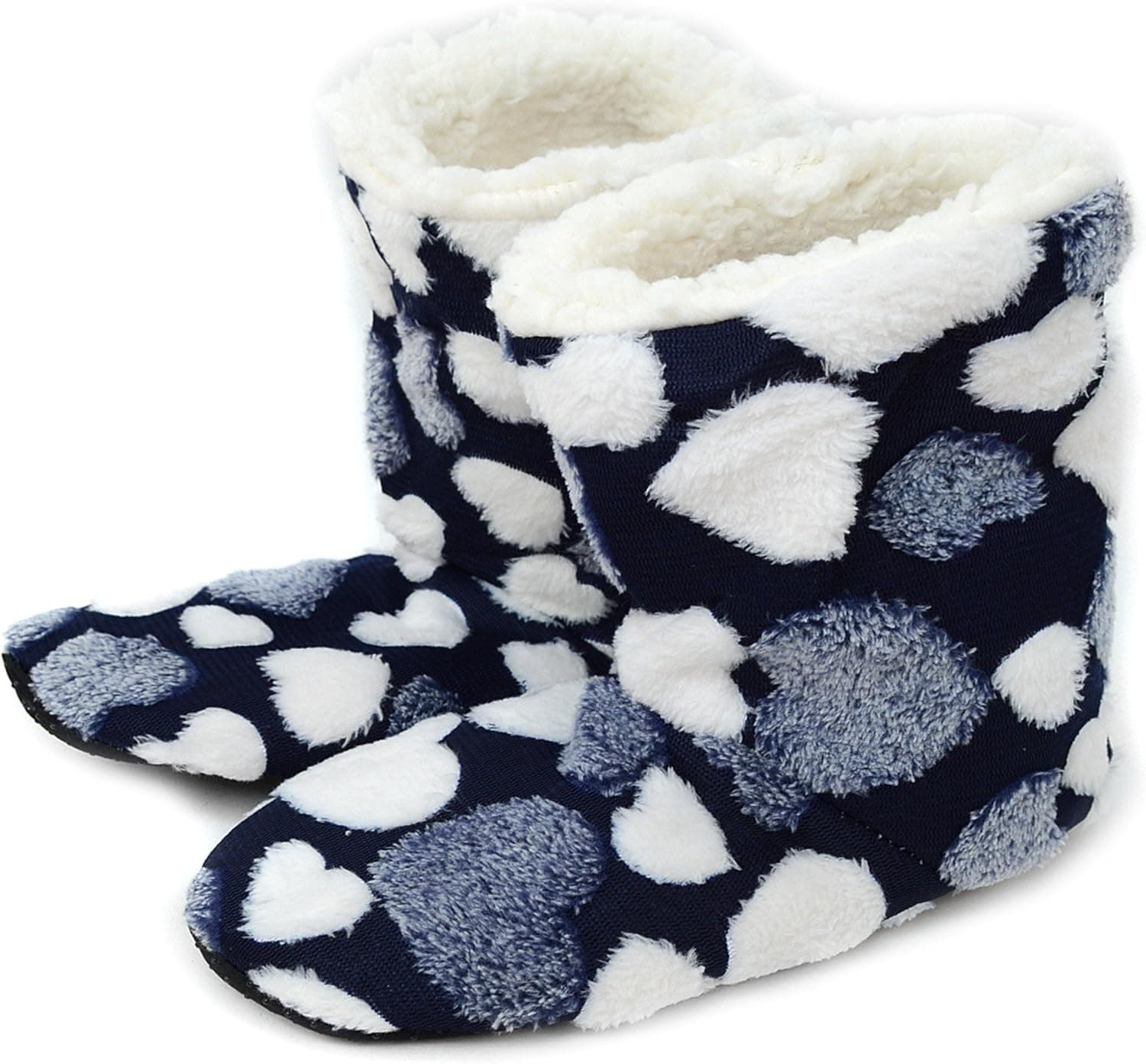 Nollia Women's Cozy Hearts House Slipper Booties, Multicolor, Large