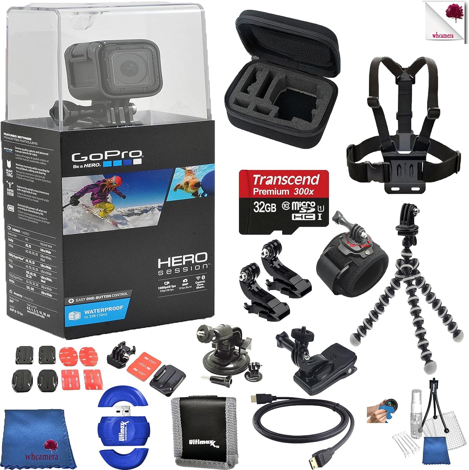 Gopro Hero 4 Session 15 Piece Pioneer Bundle Includes: Go Pro Hero4 Session + Case + Flexible Tripod + Chest Strap + Wrist Mount + More