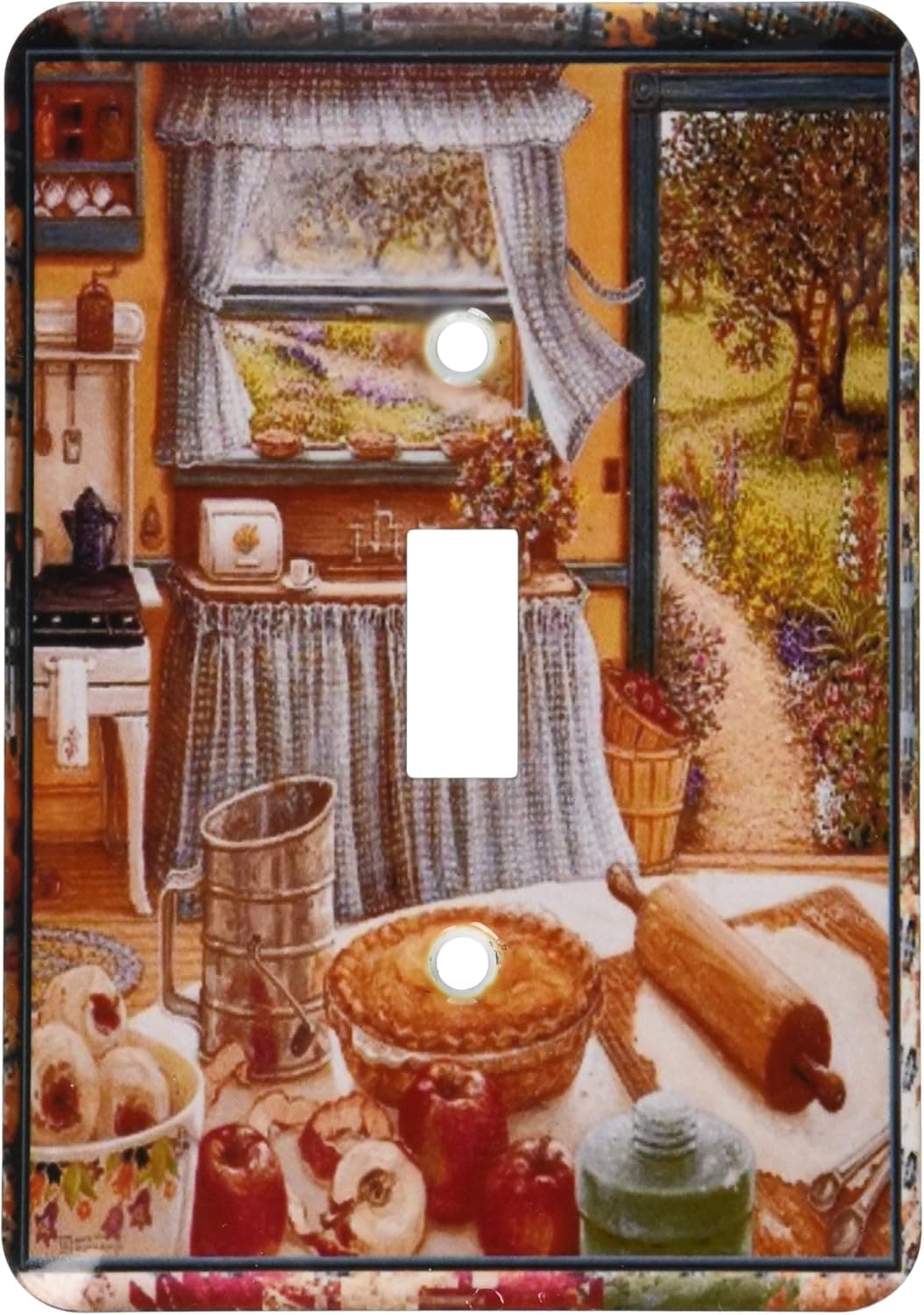 3dRose lsp_167215_1 Home Cooking and Country Art, Apple Pie and Kitchen Art Light Switch Cover