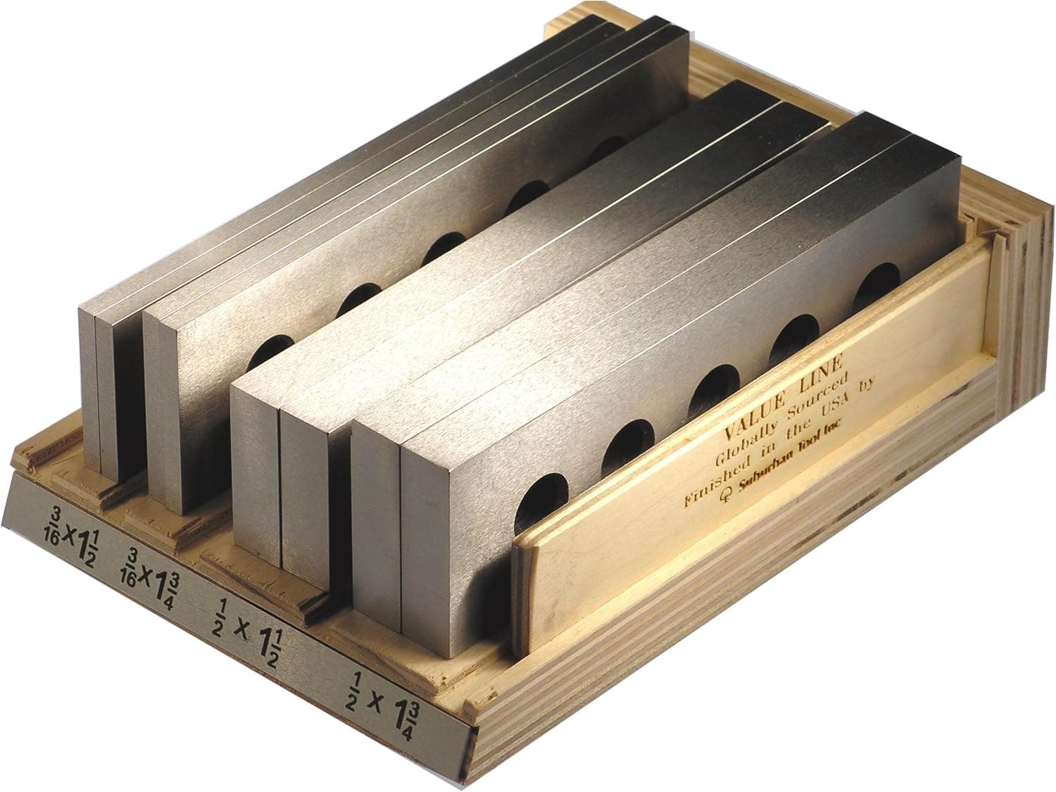 Suburban Tool Value Line 3/16 and 1/2" Parallels 4 Pair Set with Wooden Case