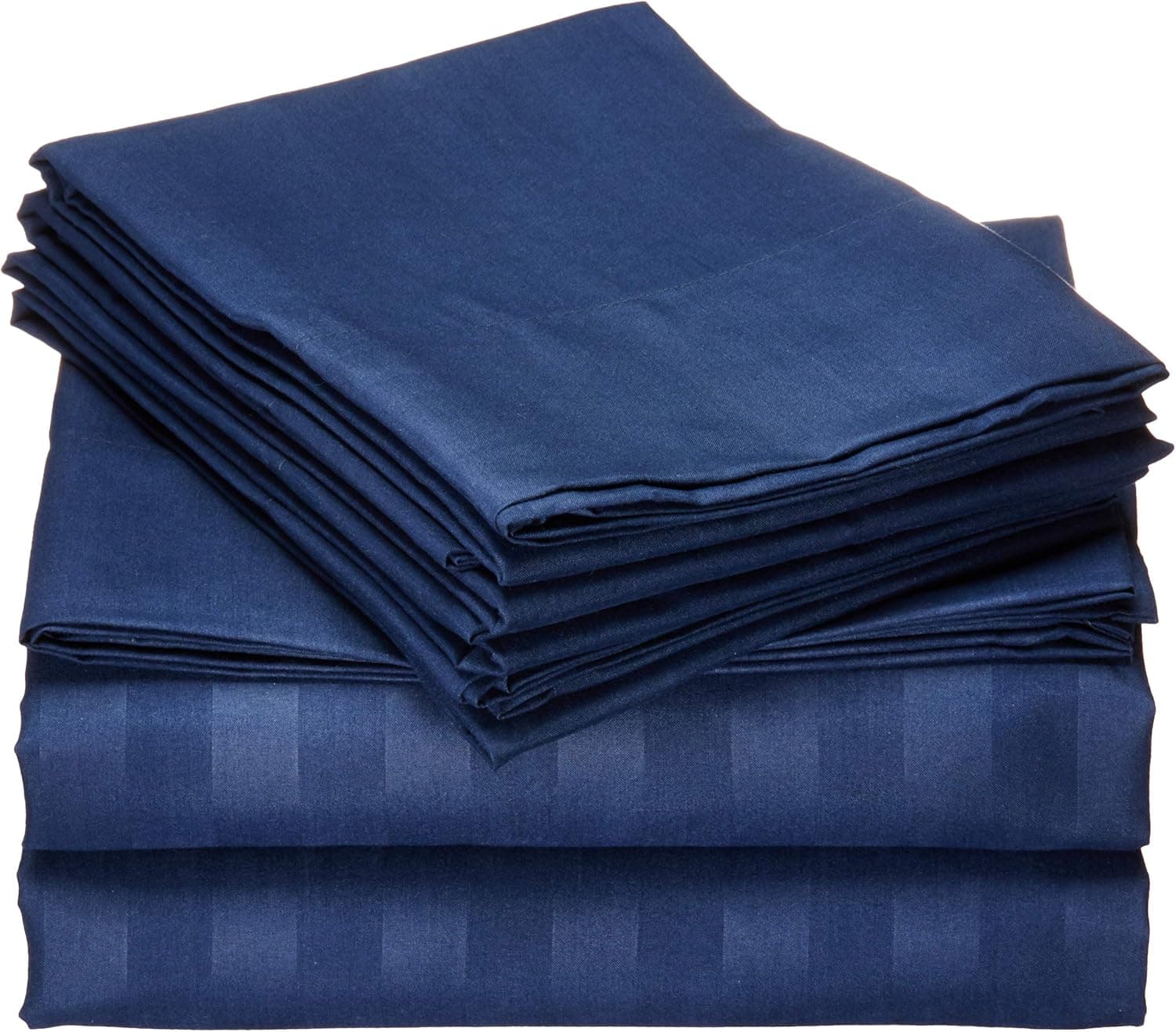 Elegant Comfort #1 Rated Bed Sheet Set on Amazon - Silky Soft - 1500 Thread Count Egyptian Quality Luxurious Wrinkle, Fade, Stain Resistant 6-Piece Stripe Bed Sheet Set, Full Navy