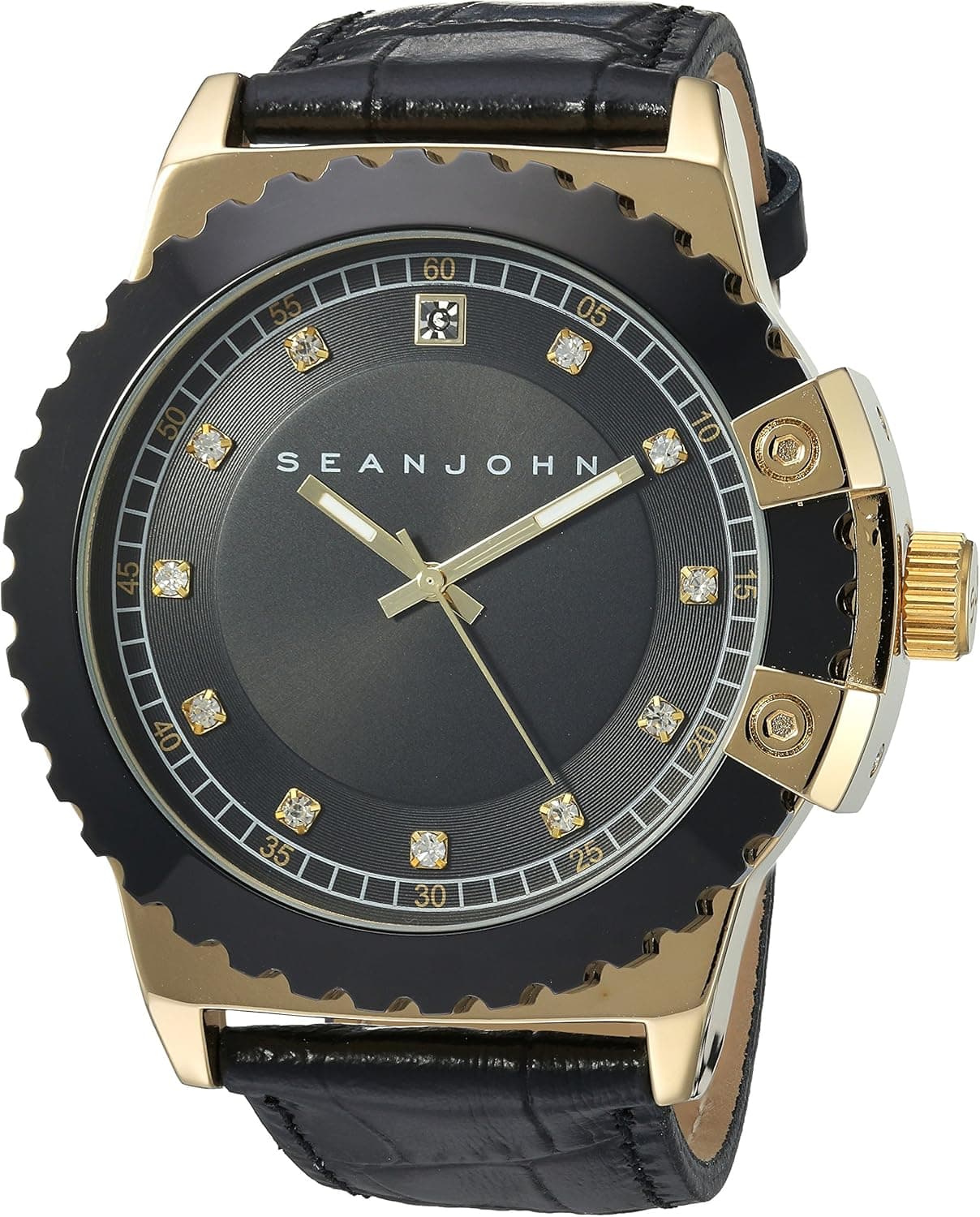 Sean John Male Japanese quartz Metal Synthetic leather watch (Model: 10030887/86)