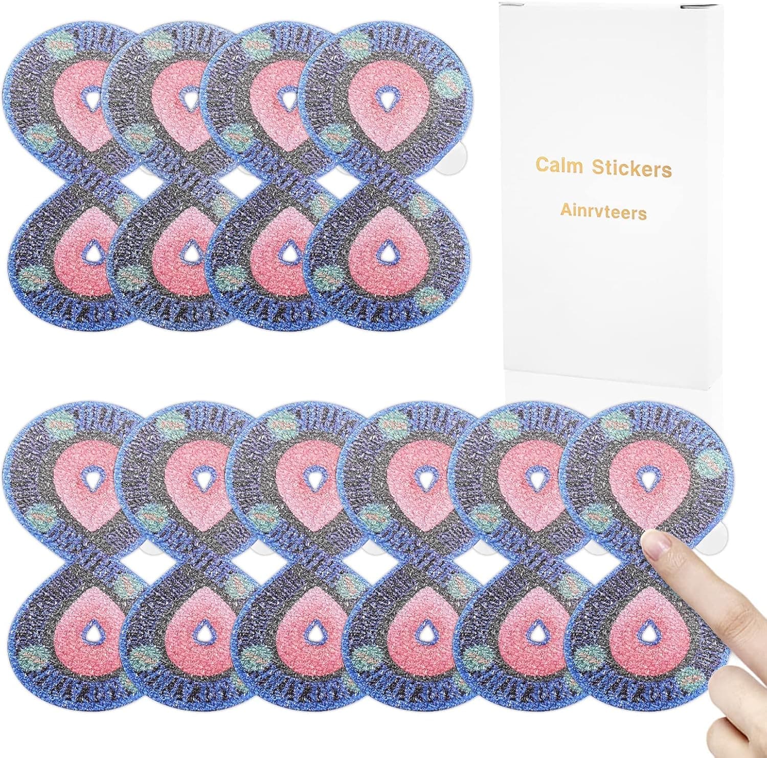 Calm Stickers for Anxiety Sensory Stickers Anti Stress Tactile Textured Stickers Combined with Breathing Exercise for Fidget Strips Suitable for Children and Adults (10 Pierces) (Cool Colors)…