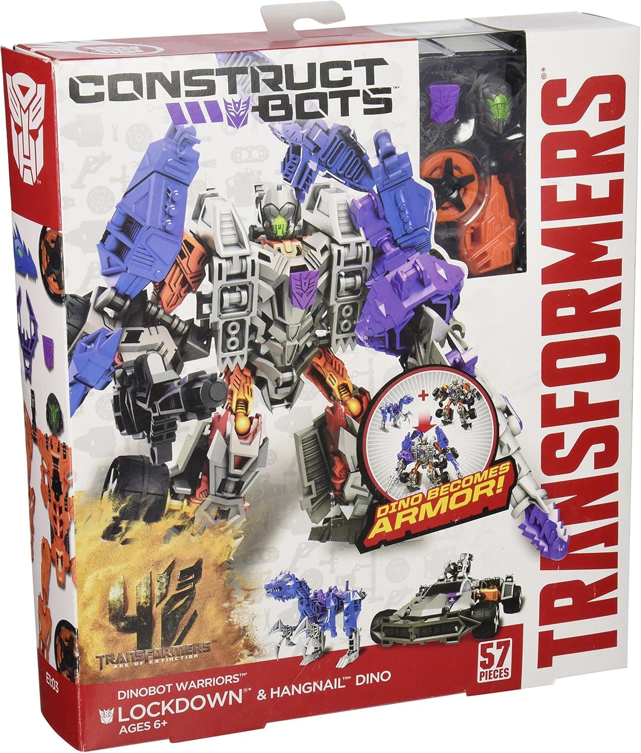 Transformers Age of Extinction Construct-Bots Dinobot Warriors Lockdown and Hangnail Dino Buildable Action Figure