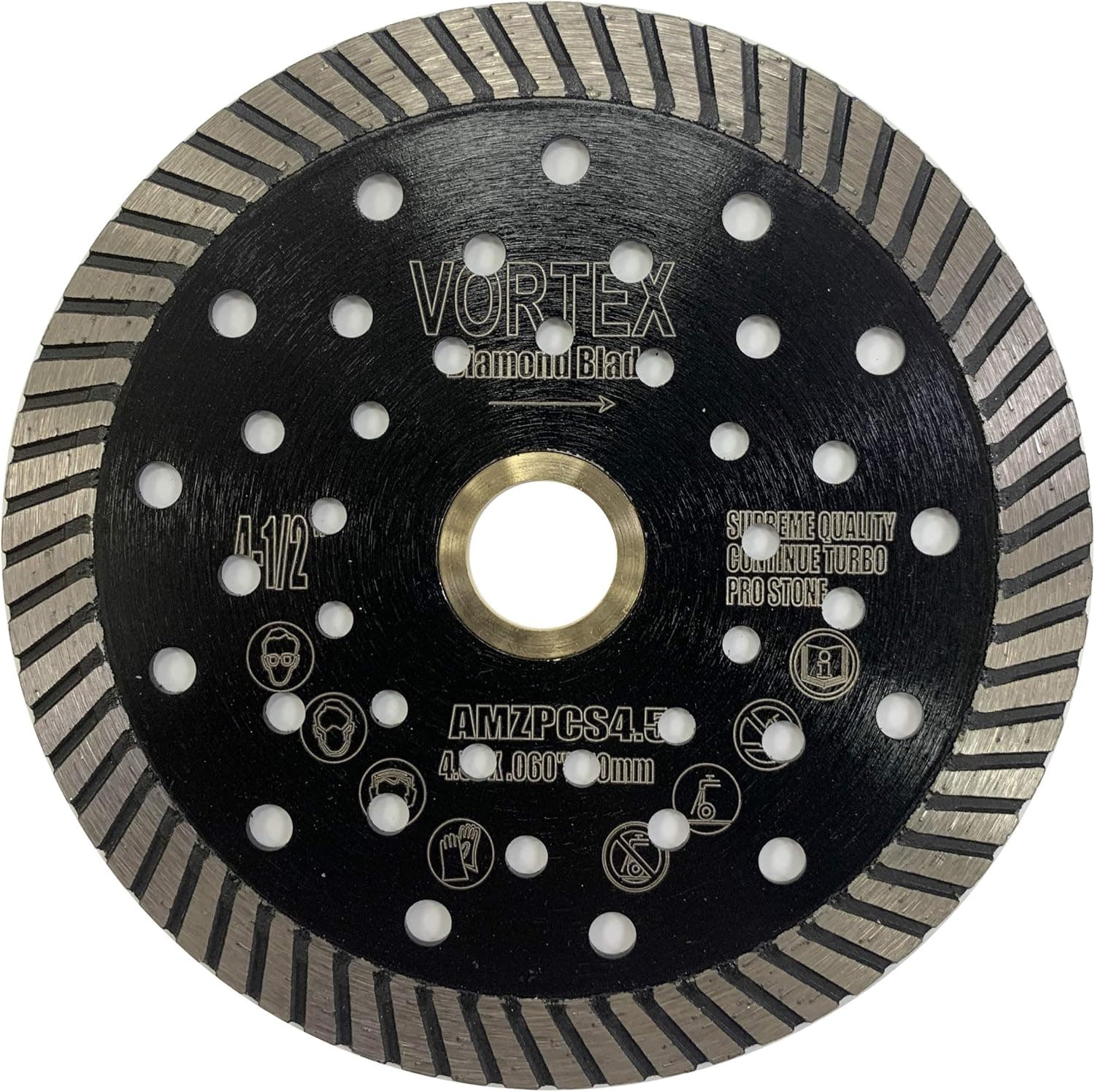 VORTEX DIAMOND VGPC 4-1/2 inch Stone Cutting Premium Turbo Continuous Rim Diamond Blades for Granite (4.5")