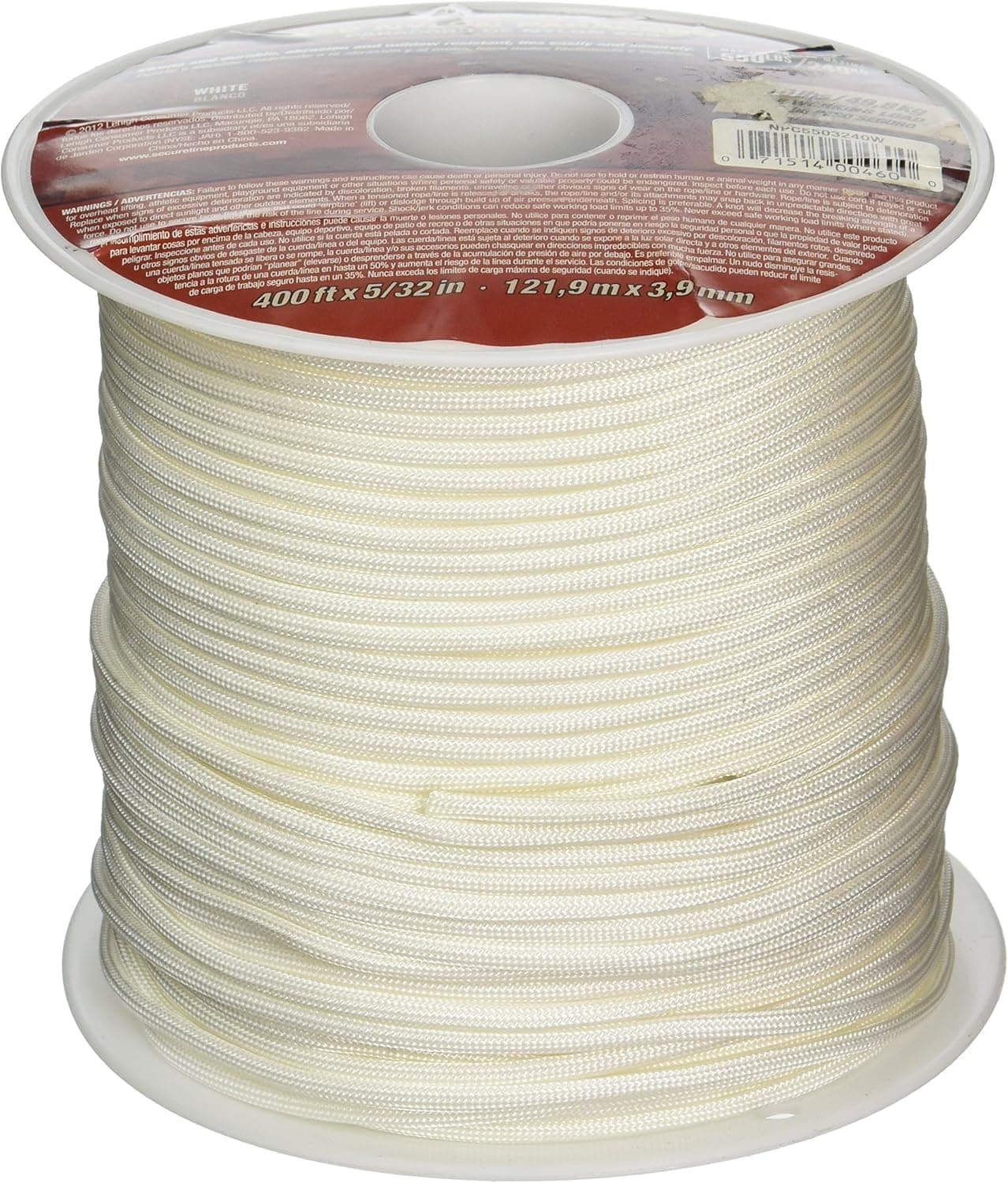 SecureLine NPC5503240W 5/32-Inch X 400-Feet Military Grade 550 Nylon Paracord, White