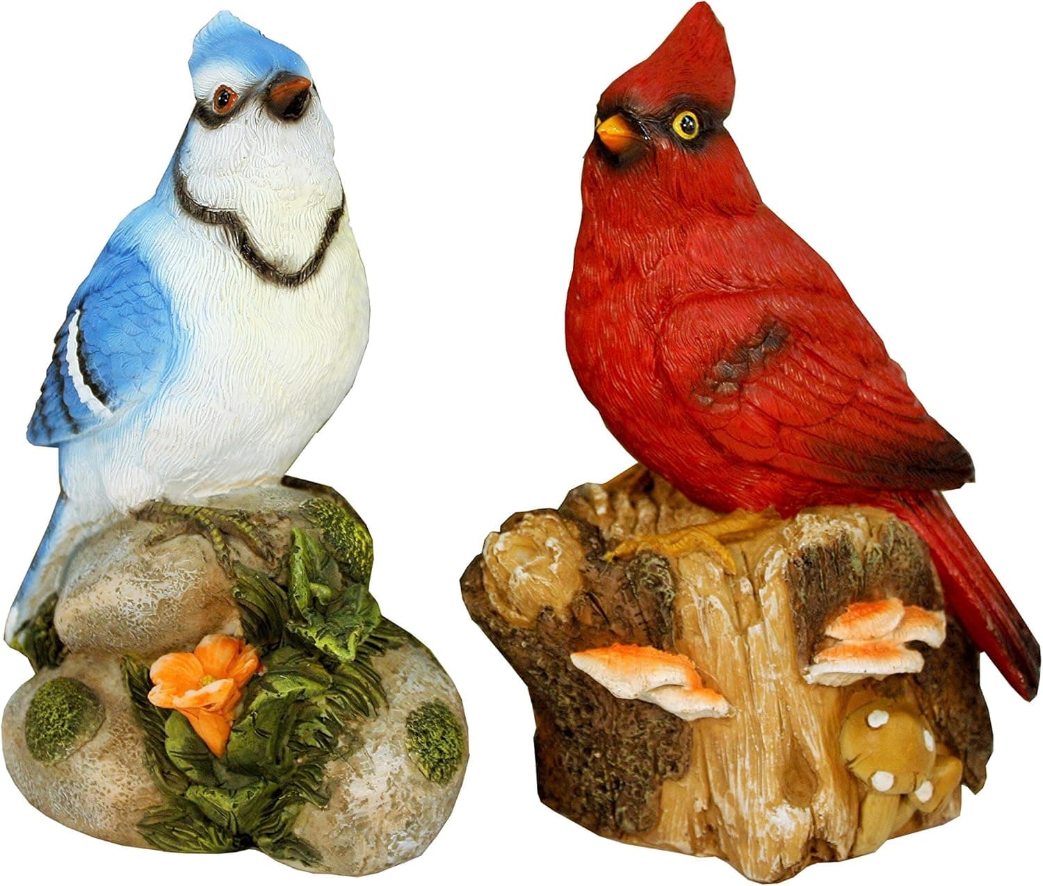 Young's 2 Piece Resin Cardinal and Blue Jay Figure Set, 6.25"
