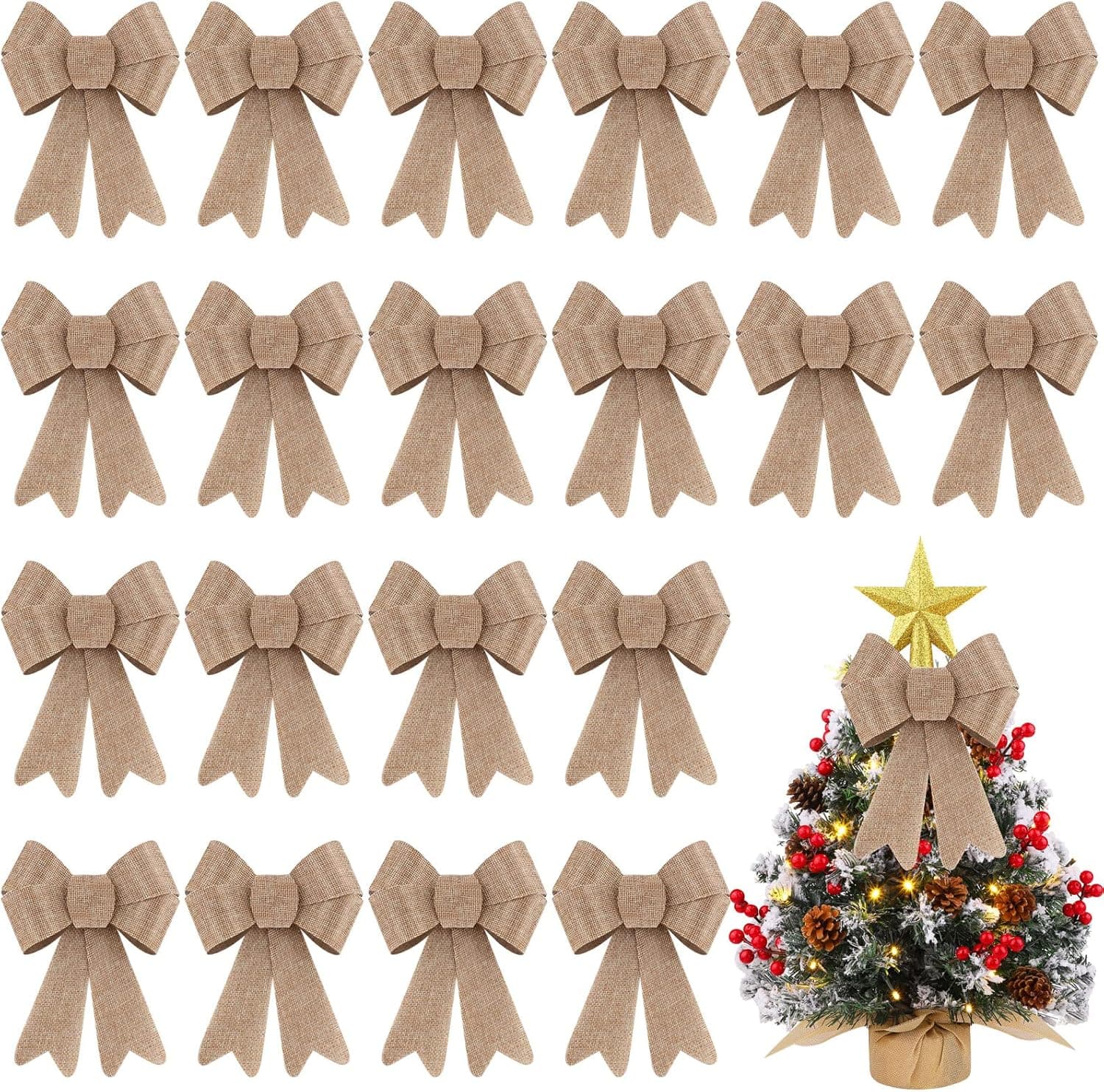MCEAST 24 Pieces Mini PVC Christmas Bows 6.2 x 4.7 Inches Tabletop Christmas Tree Bows Ornaments Xmas Holiday Bows Bows Decoration for Christmas, Home, Party Decoration