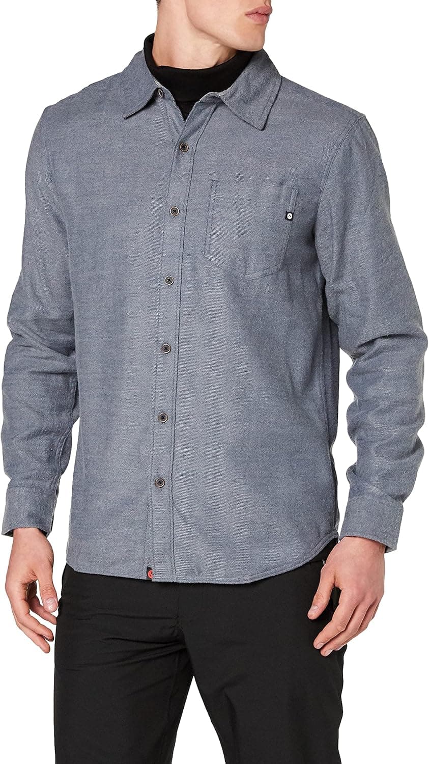 MARMOT Hobson Midweight Flannel Long Sleeve Dark Indigo Heather LG