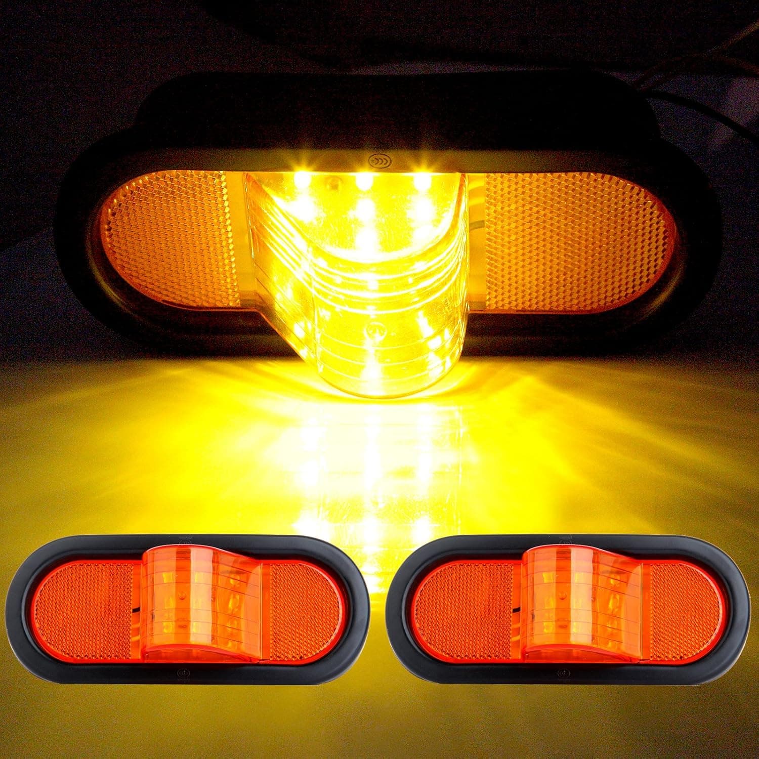 ECCPP 2 PCS Turn Signal Universal Amber Marker Light Rubber Mount 20 LED w/reflector