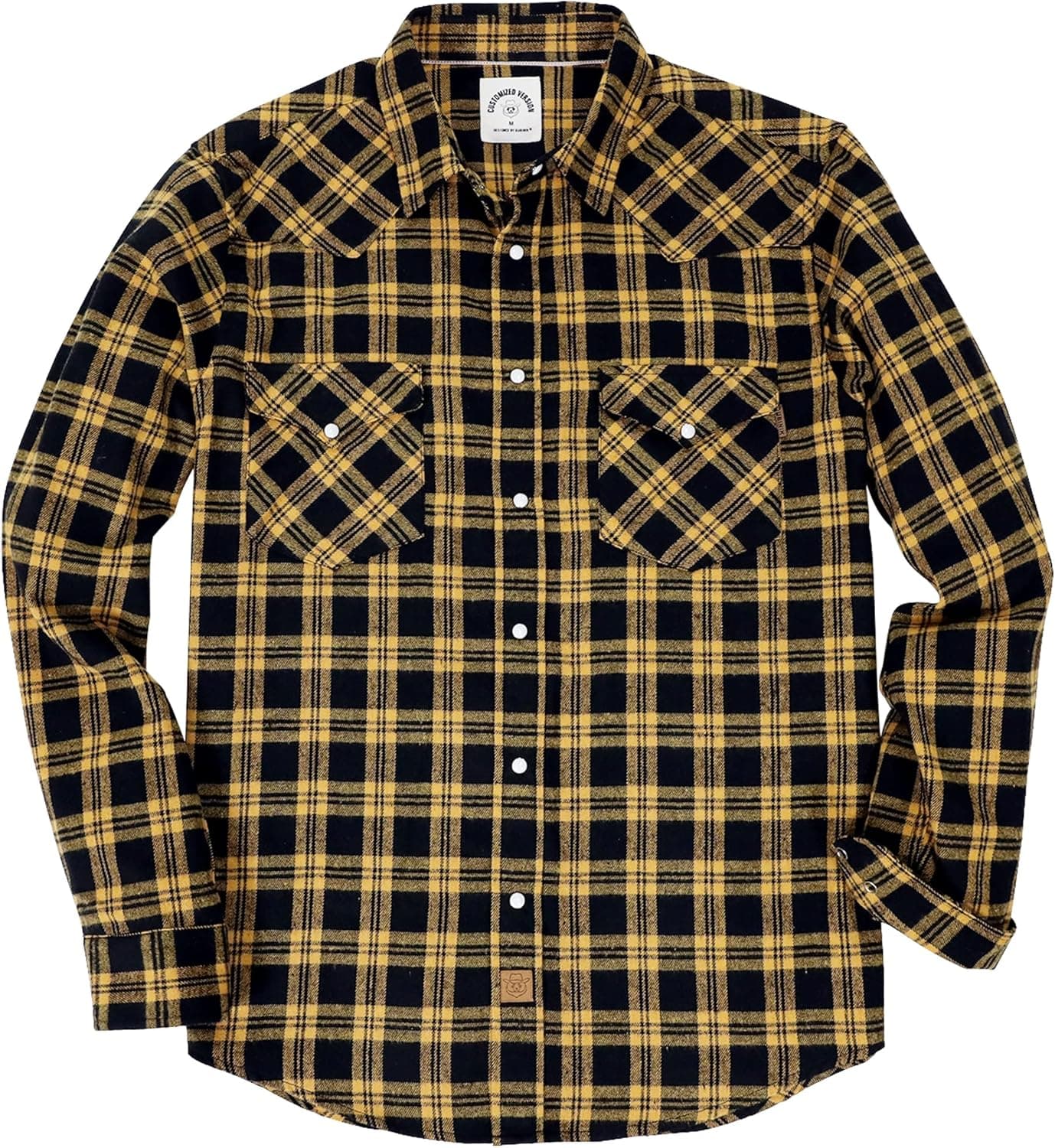 Dubinik® Flannel Shirt for Men Western Cowboy Pearl Snap Shirts for Men Long Sleeve Vintage Buttons Down Plaid Shirt