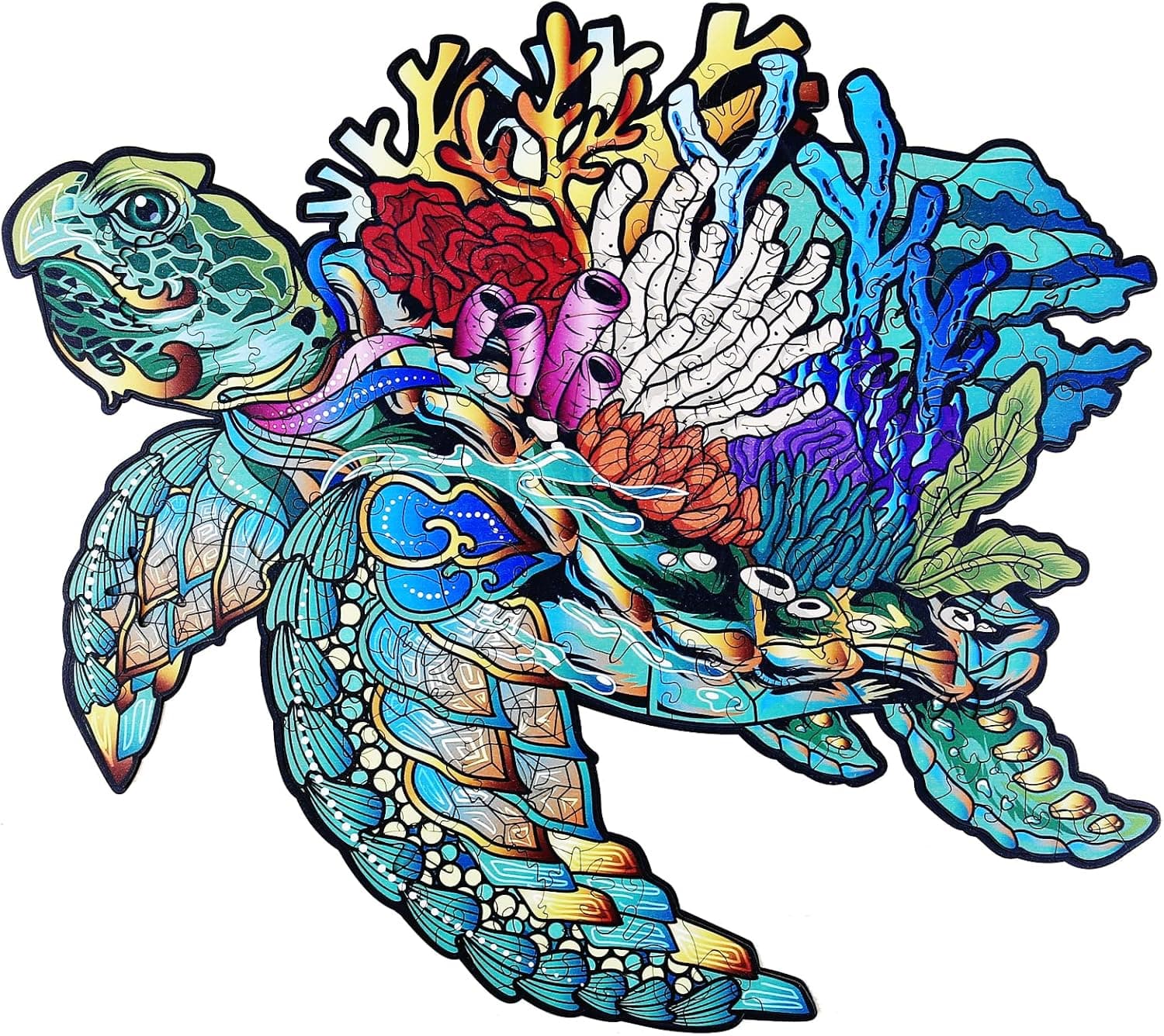 Wooden Puzzles Jigsaw, Sea Turtle Puzzle Gift for Adults and Kids, Unique Jigsaw Pieces, Fun Challenging Animal Puzzles Gifts Perfect Family Game