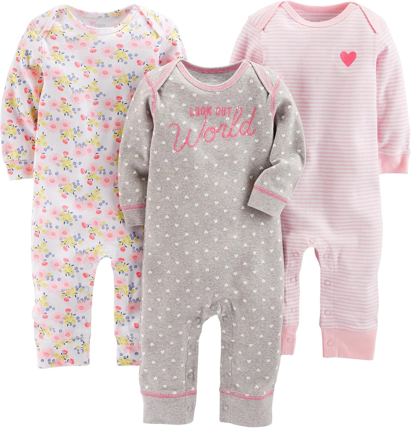 Simple Joys by Carter's Baby Girls' Jumpsuits, Pack of 3