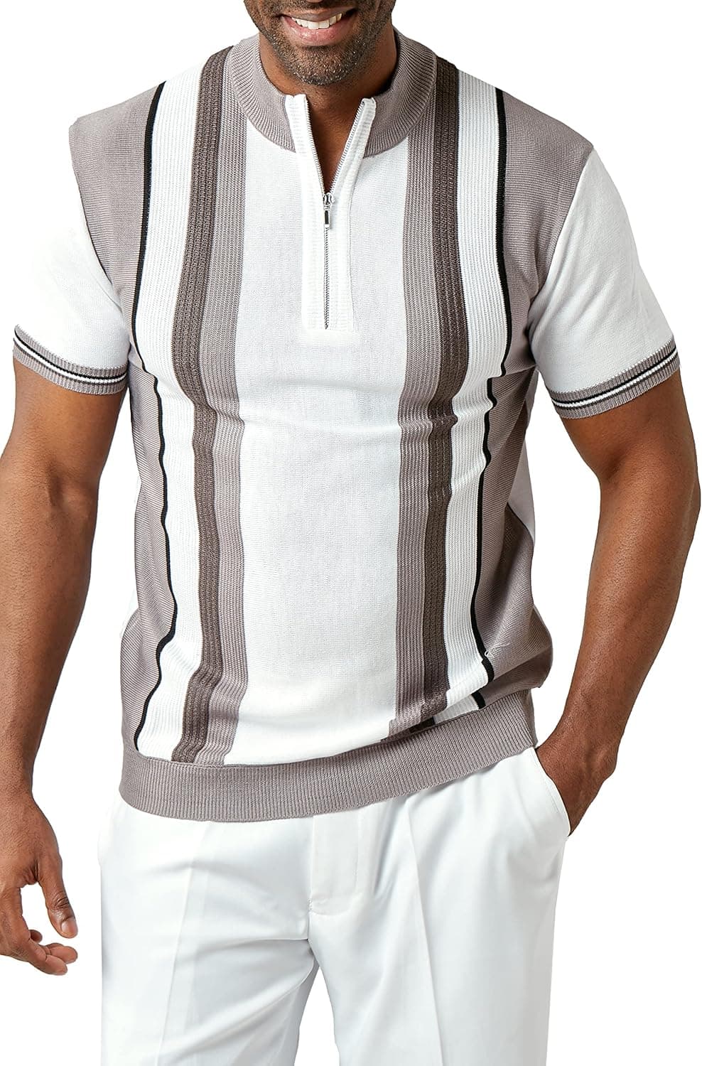 Men’s Short Sleeve Knit Sports Shirt - Modern Polo Vintage Classics: Plaid Mix