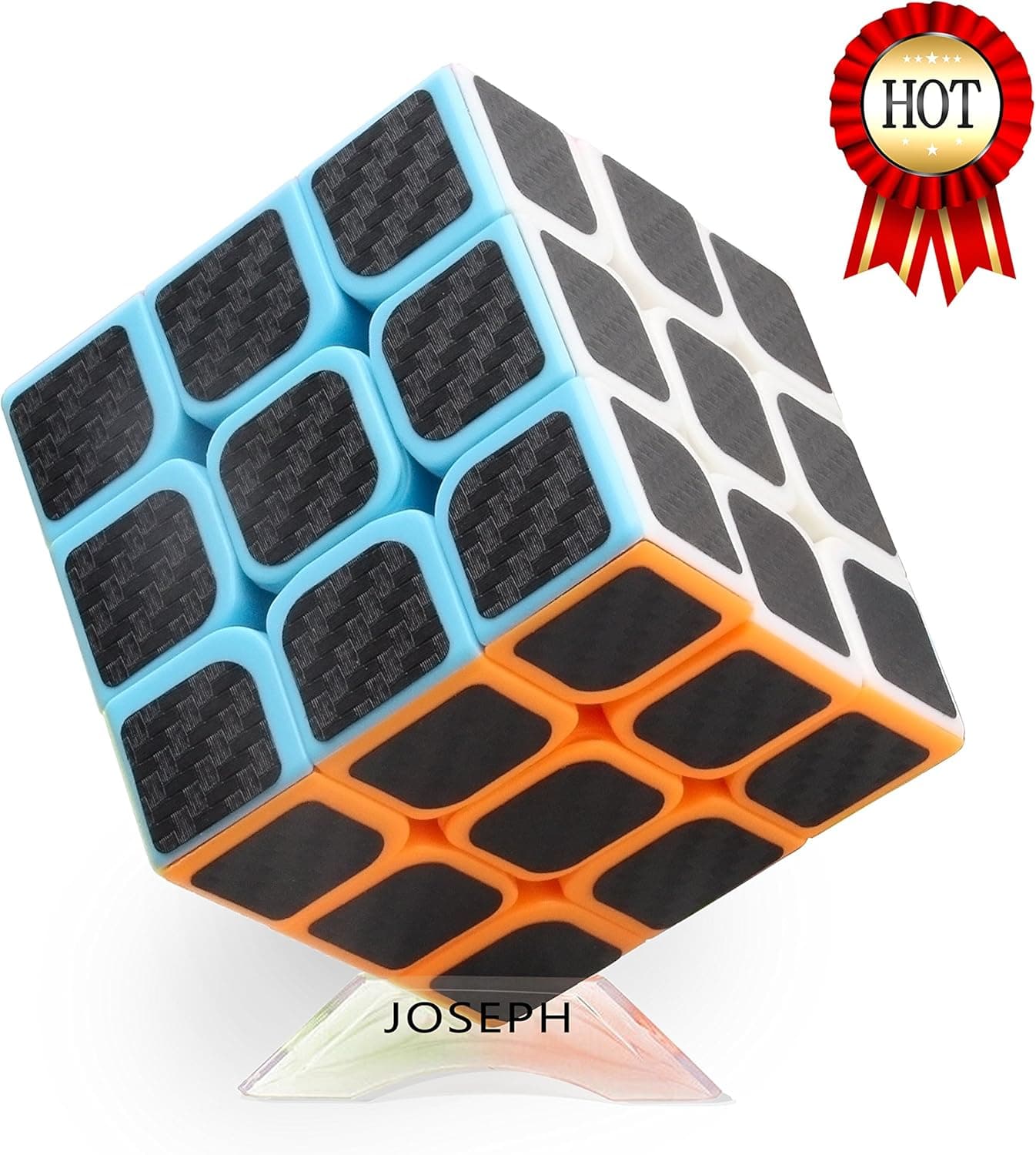 Joseph store Cool Cara Magic Cube Puzzle Cube 3x3x3 Rubix Cube Speed Carbon Fiber Sticker 2.2×2.2×2.2Inches (Black) Speed Cube