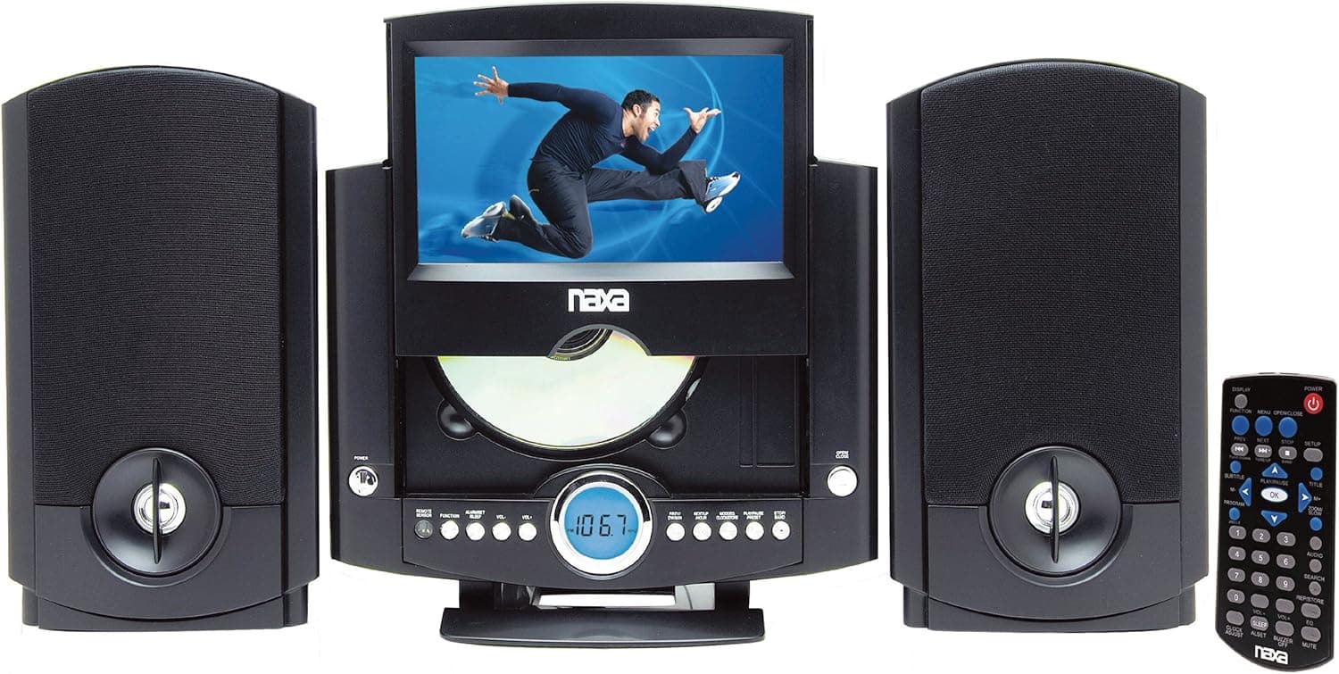 NAXA Electronics NDL-431 7-Inch Motorized DVD Micro System with PLL Digital AM/FM Radio