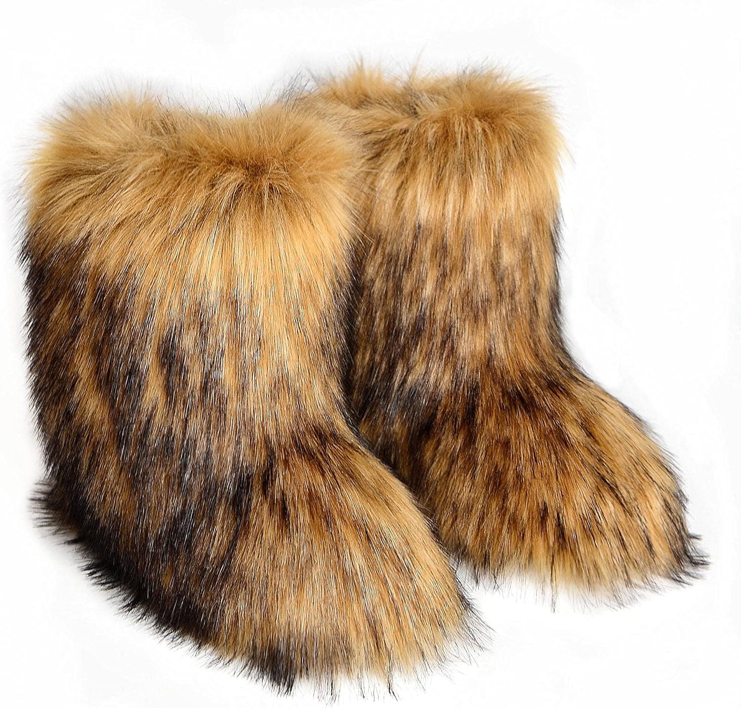 MRTAILOR Fluffy Faux Fur Boots for Women Mid-Calf Furry Snow Boots