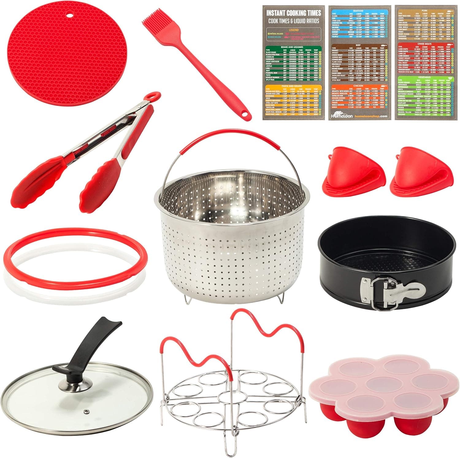 3 Qt Accessories Set for Instant Pot, Compatible with InstaPot Accessories 3 Quart Only| Steamer Basket, Springform Pan, Glass Lid, Sealing Rings, Steamer Rack, Egg Bites Molds, Magnetic Cheat Sheet