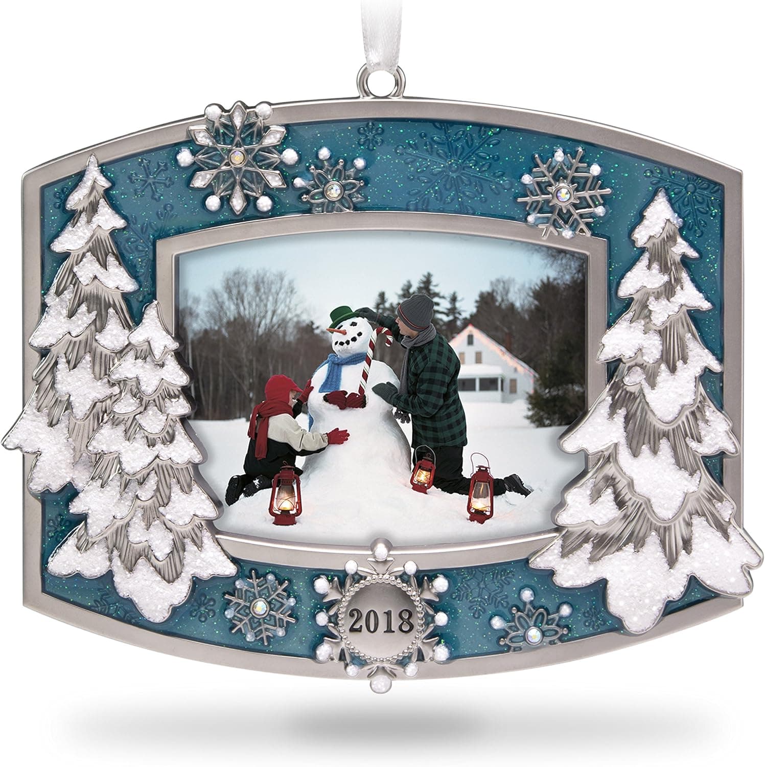 Hallmark 1999QGO1863 Christmas Ornament Keepsake 2018 Dated, a Beautiful Year Picture Photo Frame, Metal, Photoholder