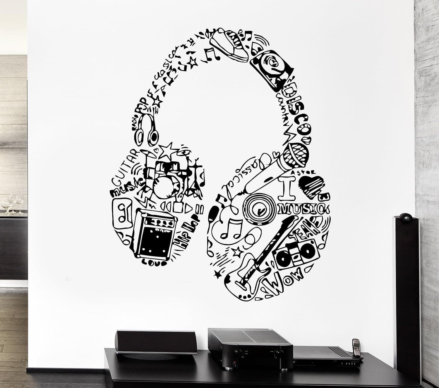 Headphones Rock Pop Music Entertainment Decor Wall Mural Vinyl Art Sticker p354