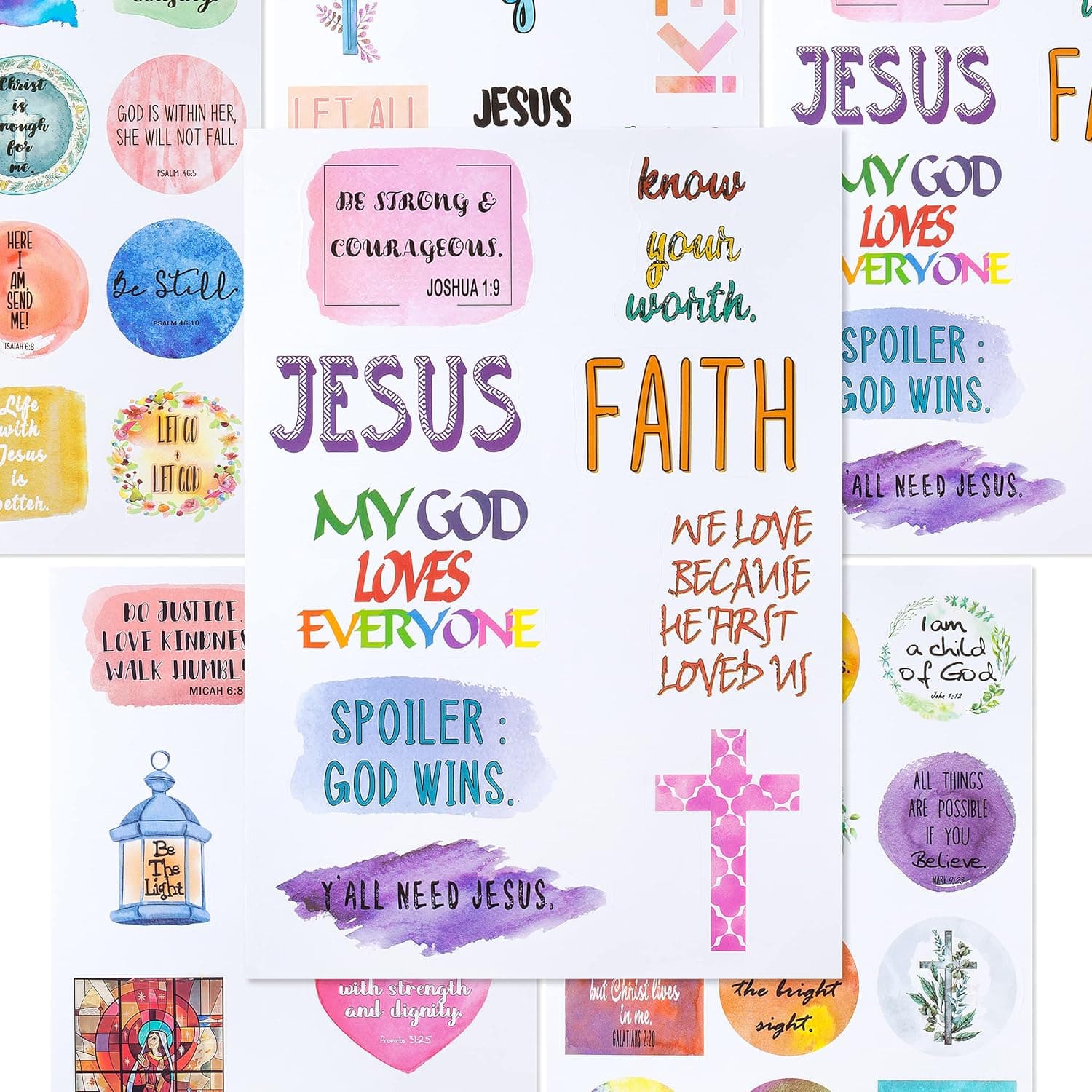 Mr. Pen- Christian Stickers, 49 pcs, Religious Stickers, Jesus Stickers, Bible Stickers, Bible Journaling Stickers, Faith Stickers, Christian Stickers for Water Bottles, Scripture Stickers.
