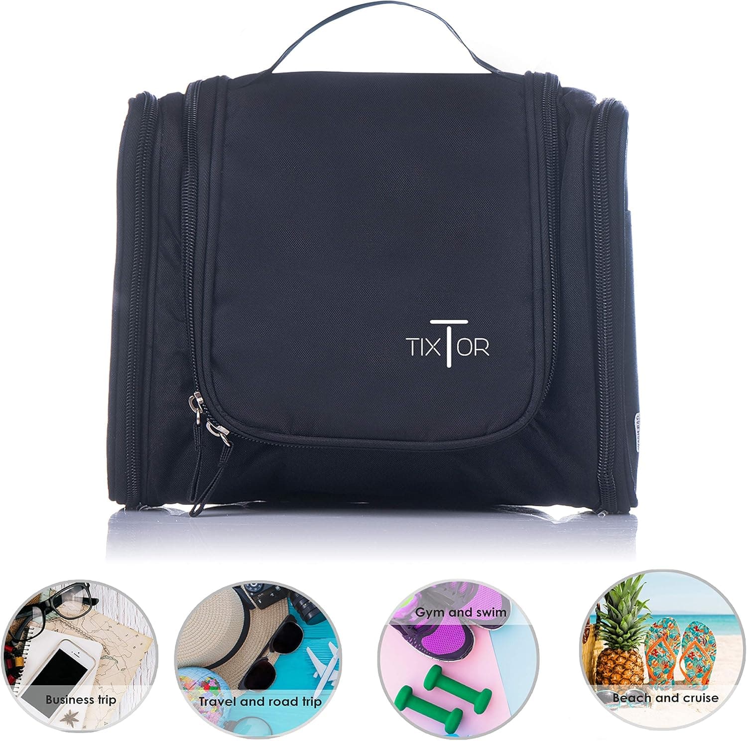 Hanging Toiletry Kit – Portable Travel Toiletry Bag With Hook – Black Toiletry Organizer