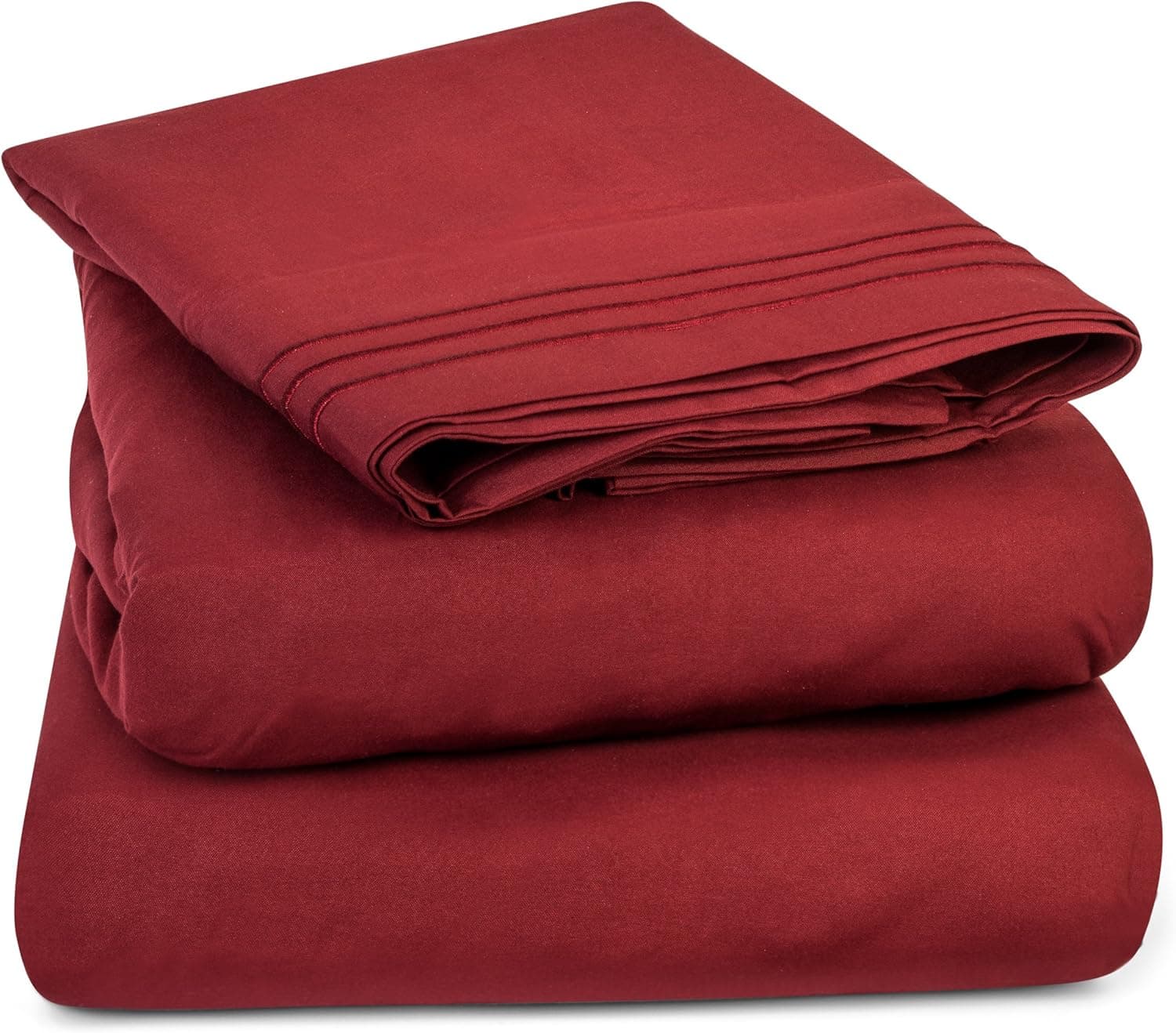 Lavish Comforts Full Size Bed Sheets Set Red, Bedding Sheets Set on Amazon, 3-Piece Bed Set, Deep Pockets Fitted Sheet, Luxury Soft Microfiber Cool & Breathable (Full Wine Red)