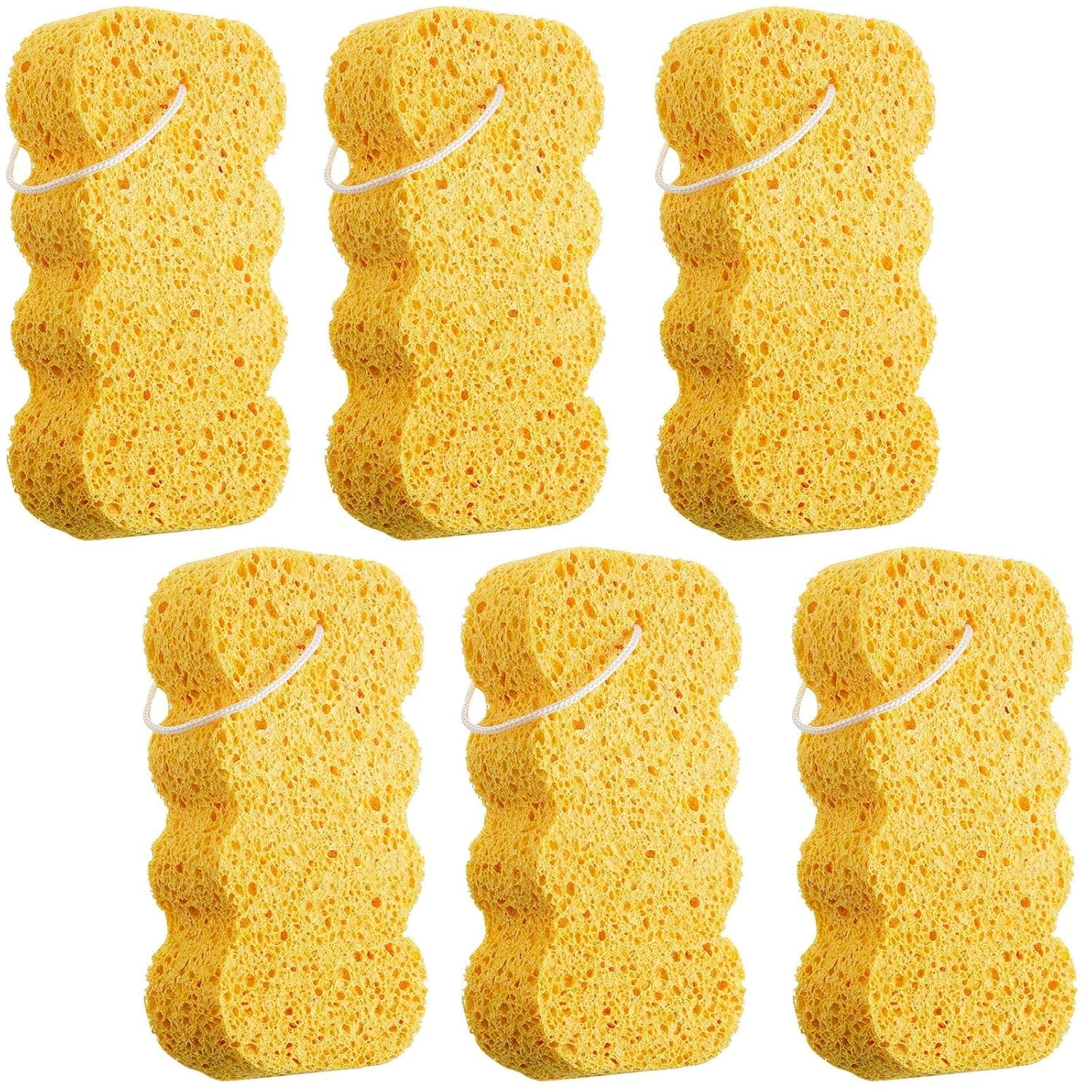 6 Pieces Soft Bath Sponge Exfoliating Shower Loofah Foam Body Sponges Natural Cellulose Sponge for Bathing Soothing and Skin Cleansing