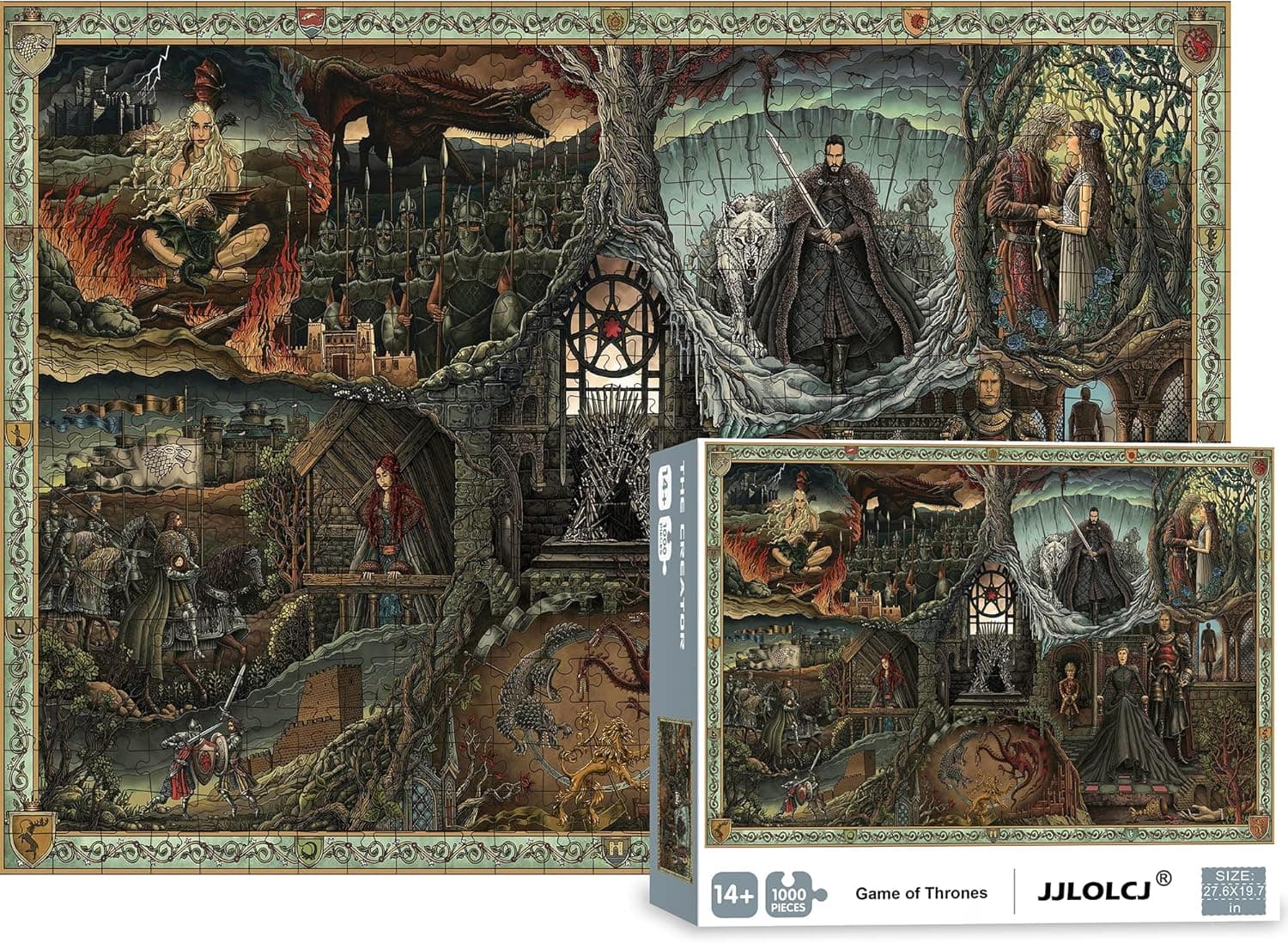 Puzzles for Adults 1000 Piece,Game of Thrones-Random Shaped Jigsaw Puzzles - Blue Cardboard Unique Cut Interlocking Pieces