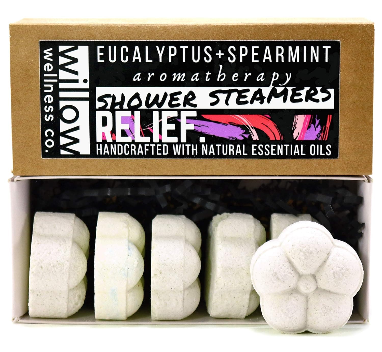 Aromatherapy Shower Steamer W/Essential Oils (6 TABLETS) | Natural Eucalyptus + Spearmint Fizzies for Congestion, Cold, Sinus Relief | Shower Bomb Melts Gift Set | Body Soothers | Willow Wellness Co.