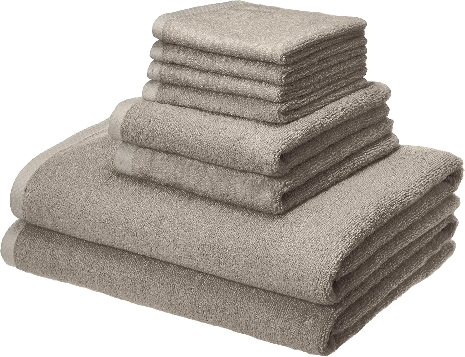 Amazon Basics Quick-Dry Towels 100% Cotton - 8-Piece Set, Platinum