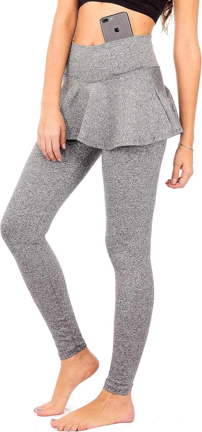 DEAR SPARKLE Skirted Leggings for Women | Yoga Tennis Golf Pants with Skirt Pockets + Plus Size (S9)