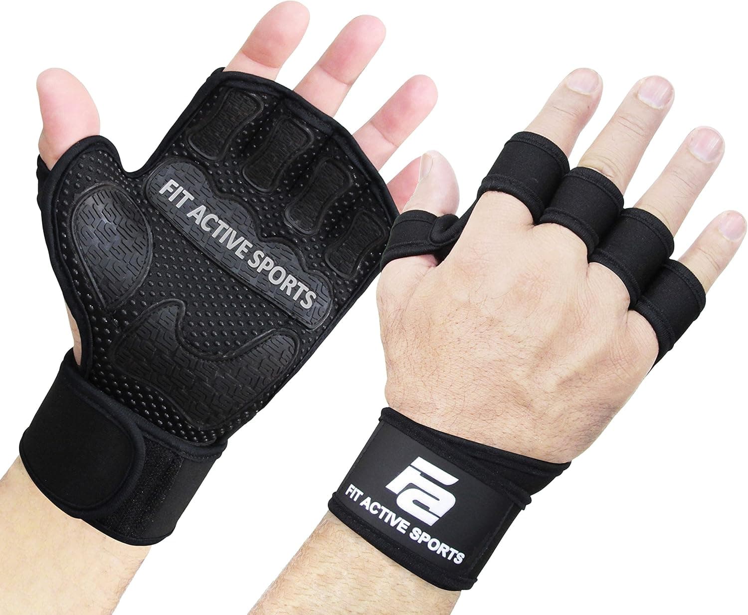 Fit Active Sports The Gripper Weight Lifting Gloves with Wrist Wraps - Extra Grip & Padding for Lifting, Gym Workout, Cross Training Fitness, & Weightlifting. for Men & Women. No Calluses