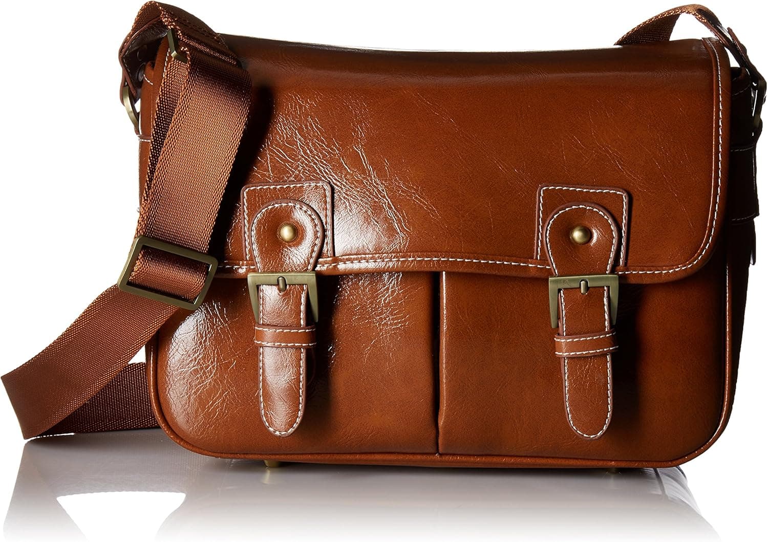 Koolertron Waterproof Vintage Fashionable PU Leather DSLR Camera Bag Shoulder Messenger Bag Fit DSLR with 3 Lenses for Canon Sony Nikon Canon Olympus and So On (Camel)