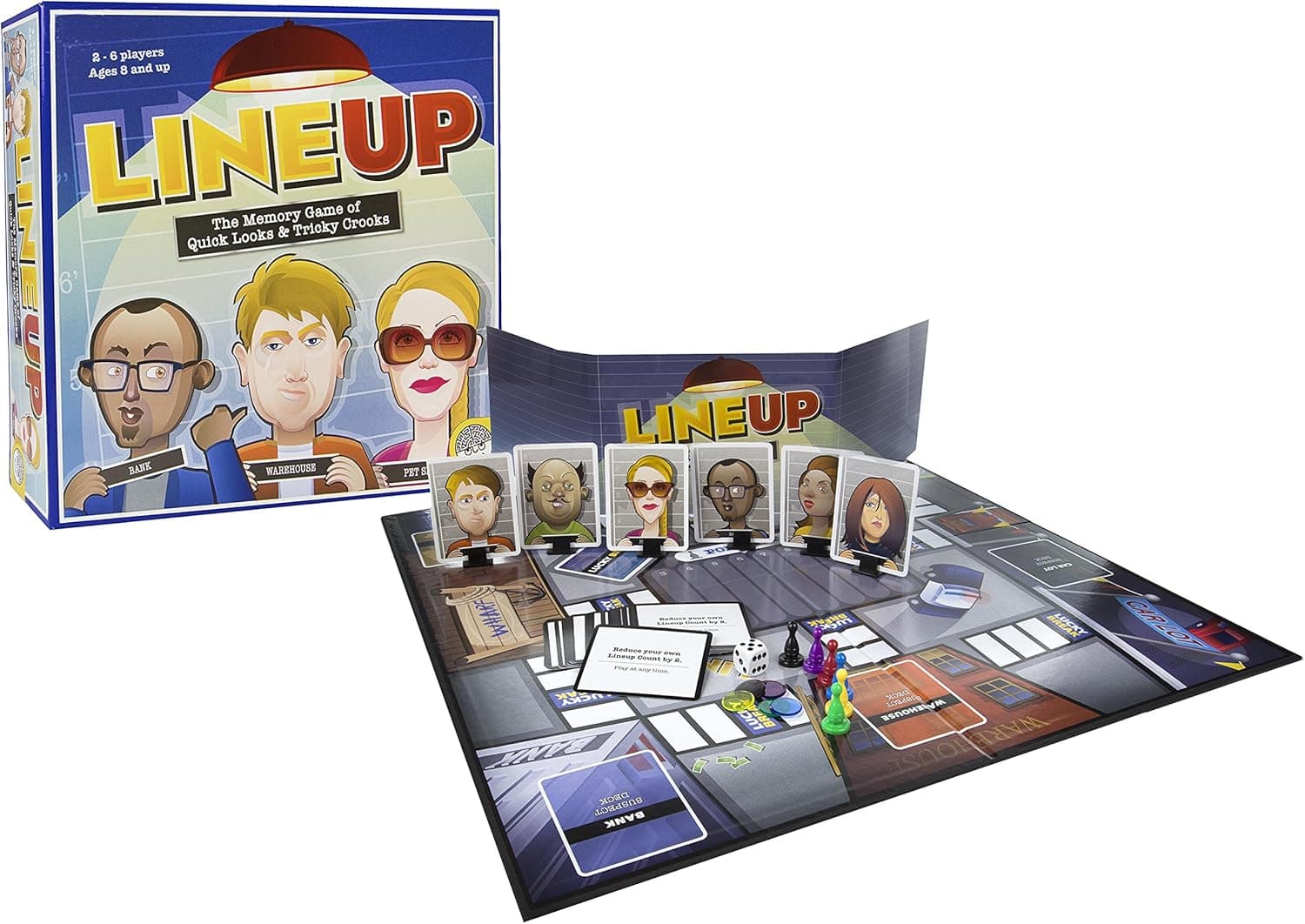 MindWare LineUp – Stimulating Memory Board Game with a Great Playing Time and Comical Crime Mystery Suspense for Ages 8 and Up