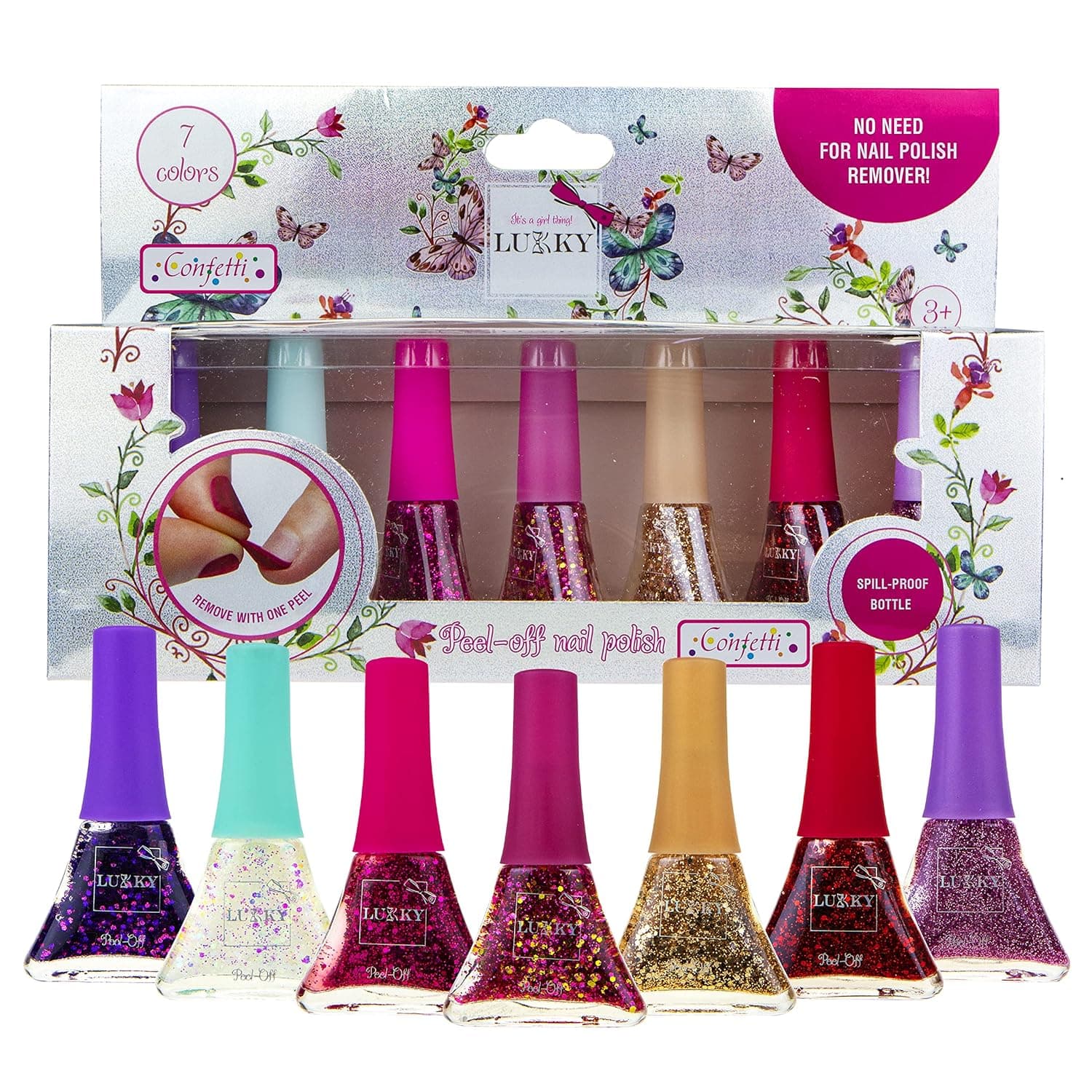 Kids Nail Polish Set for Girls Ages 6+ Quick Dry Nail Polish for Kids - 7 Pack - Peel Off Fingernail Polish Fast Dry Nail Polish - Washable Water Based Non Toxic Nail Polish Sets - Nail Kit for Girls (Glitter)