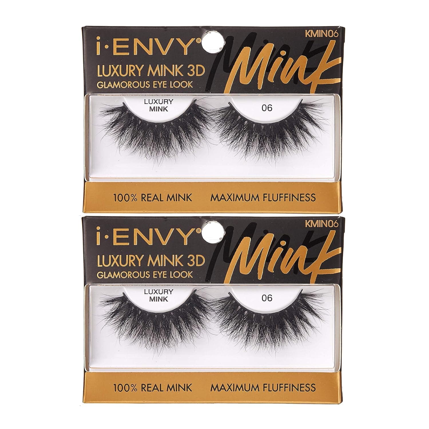i-ENVY Luxury Mink Collection False Eyelashes 100% Real Mink Glamorous Eye Look Lashes Maximum Fluffiness 3D Multi-Curl Angle (2 Pack)
