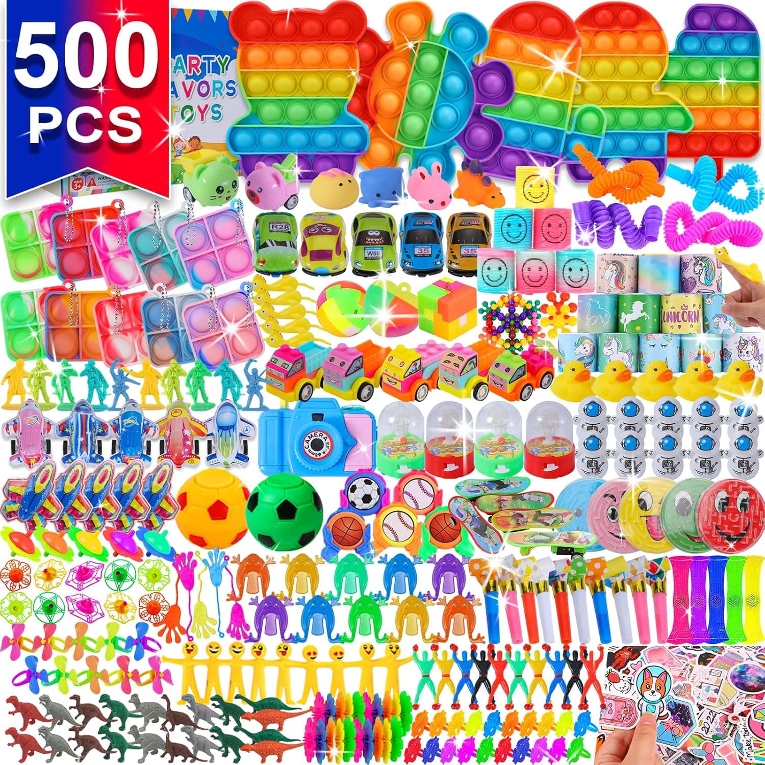 500 PCS Party Favors for Kids,Fidget Toys Pack,Easter Basket Stuffer for Kids,Treasure Box Toys,Birthday Gift Party Toys Assortment,Carnival Prizes,Pinata Filler Stuffers Toys for Boys Girls