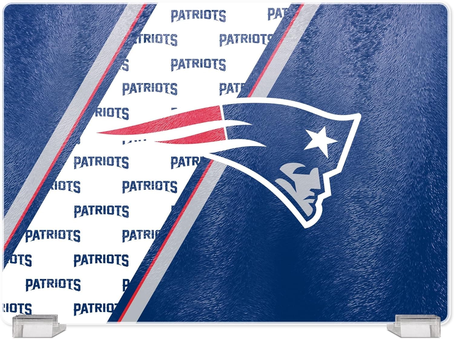 Duck House NFL New England Patriots Tempered Glass Cutting Board with Display Stand